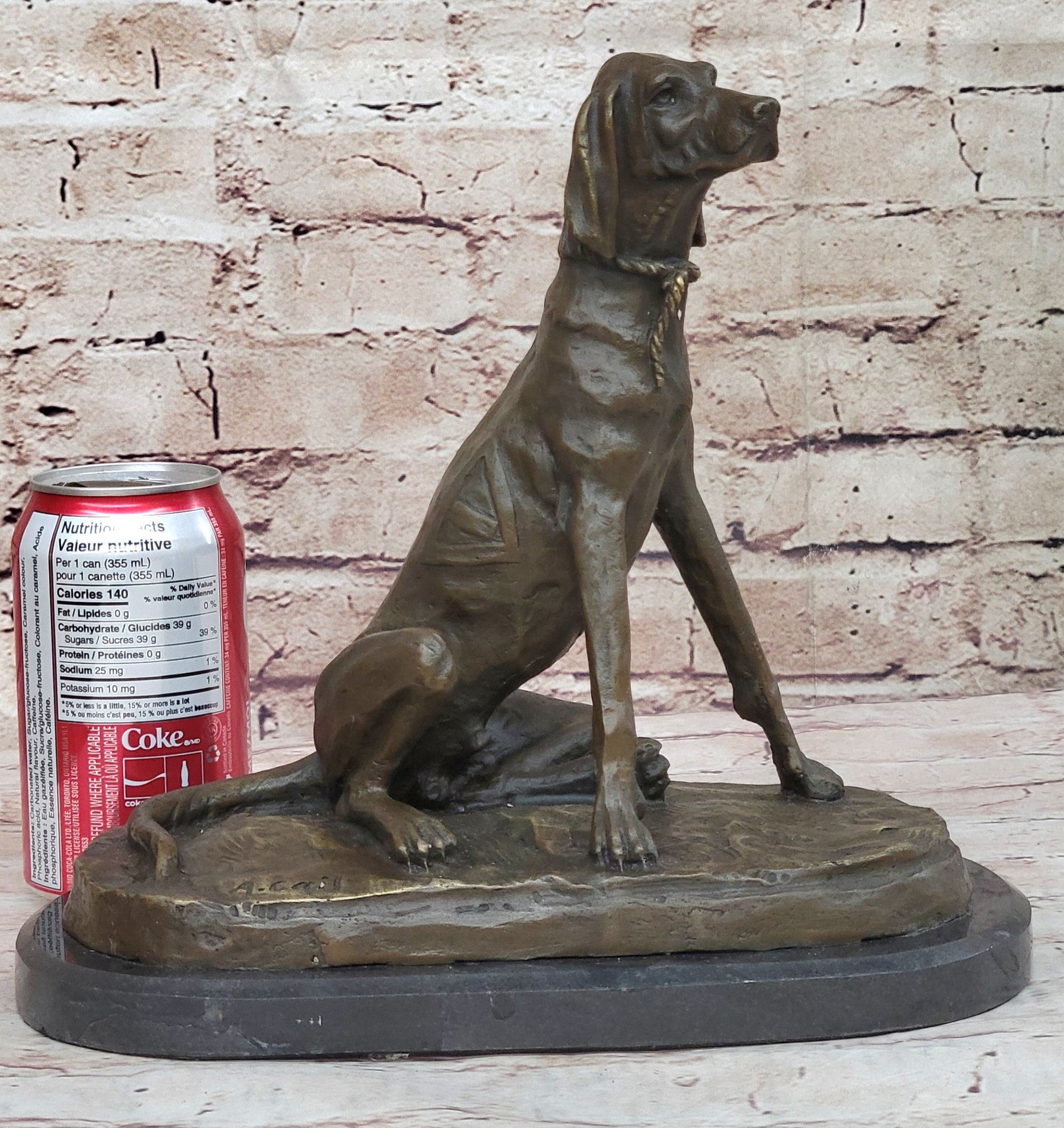 Bronze Service Dog w/ Vest Statue Sculpture Figure Figurine 10” x 10”