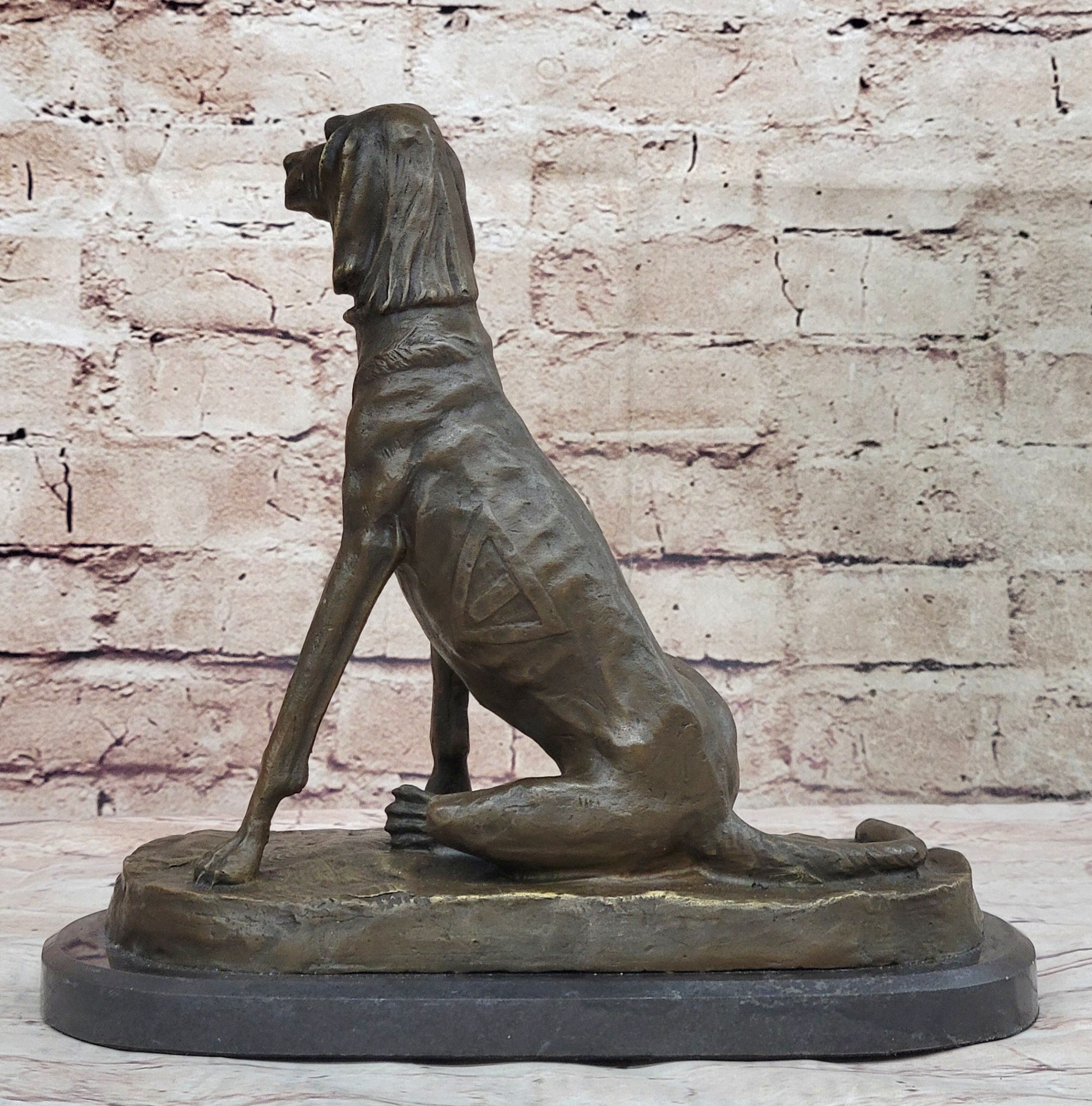 Bronze Service Dog w/ Vest Statue Sculpture Figure Figurine 10” x 10”