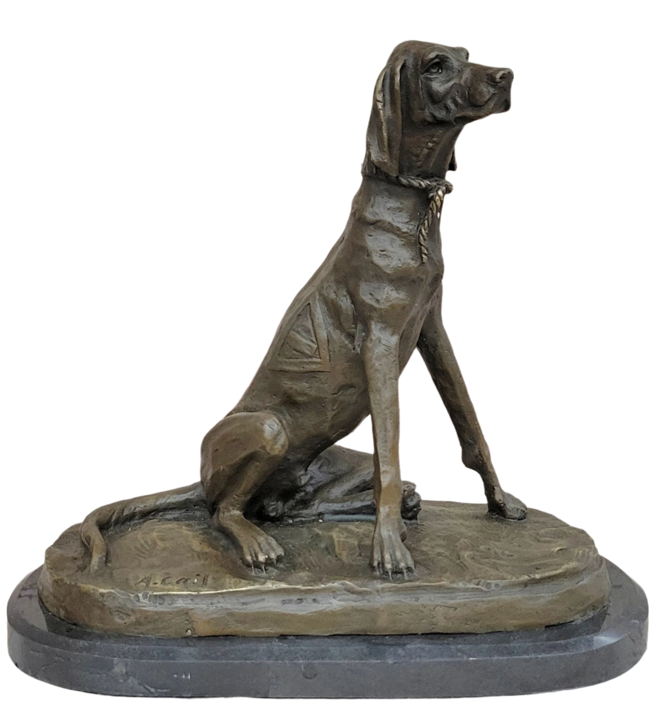 Bronze Service Dog w/ Vest Statue Sculpture Figure Figurine 10” x 10”