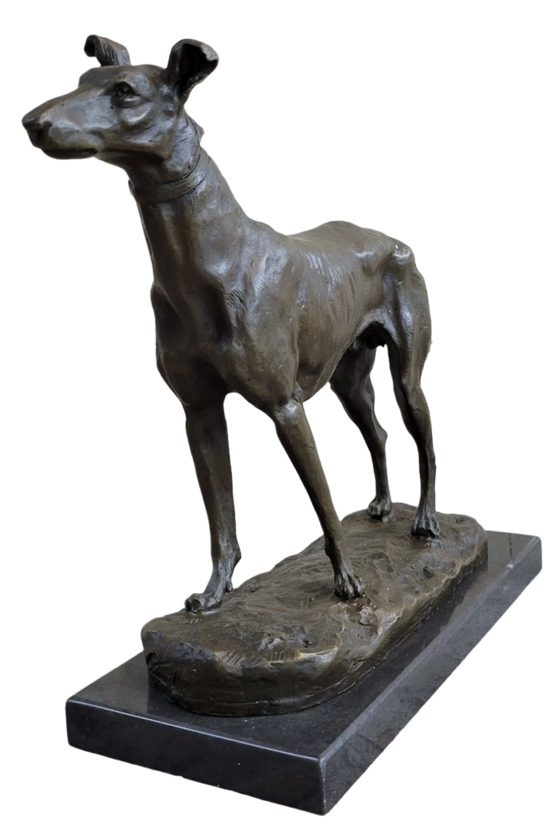 Greyhound Dog Bronze Metal Statue Sculpture Figure on Marble Base by Fremiet