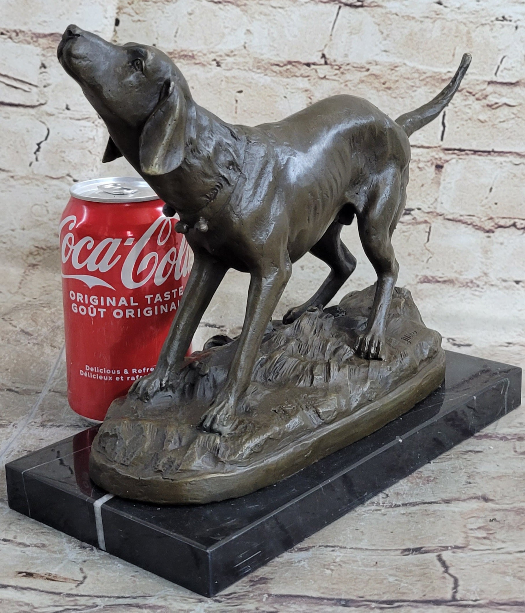 Hunting Dog Wolfhound Bronze Marble Statue Bookend Sculpture Artwork Gift Sale