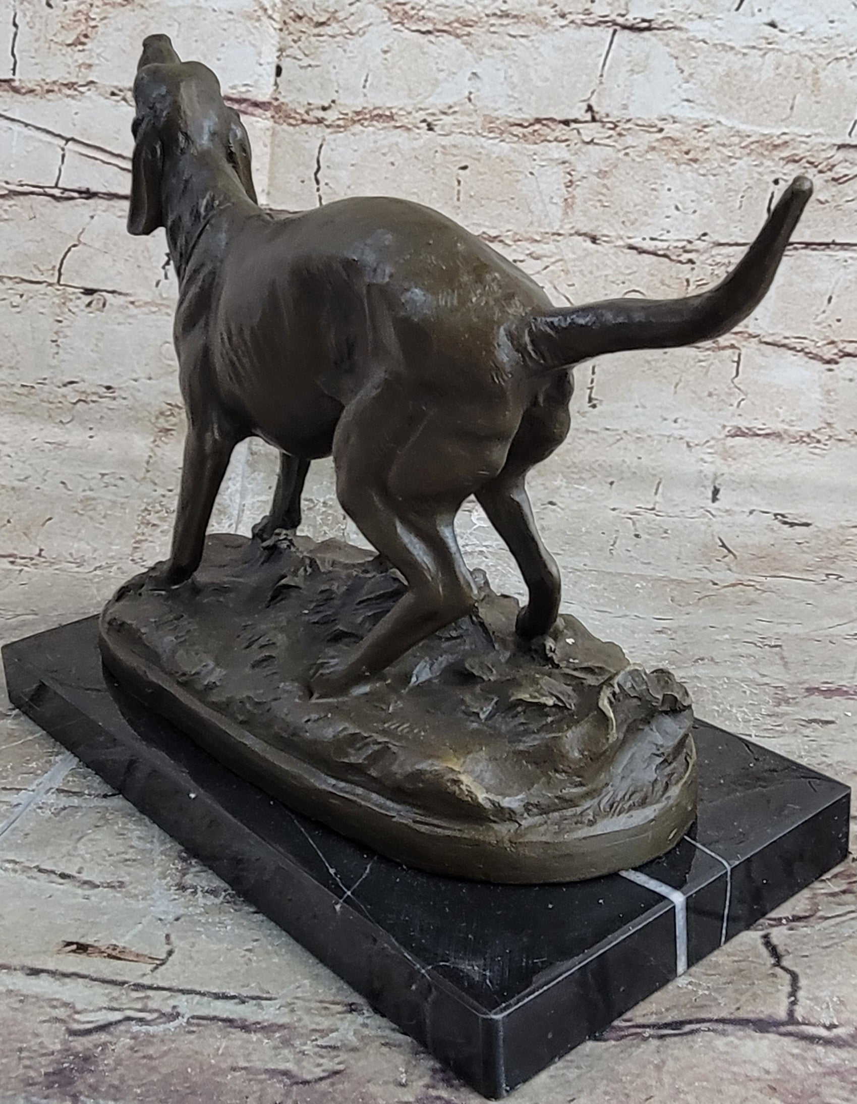 Hunting Dog Wolfhound Bronze Marble Statue Bookend Sculpture Artwork Gift Sale