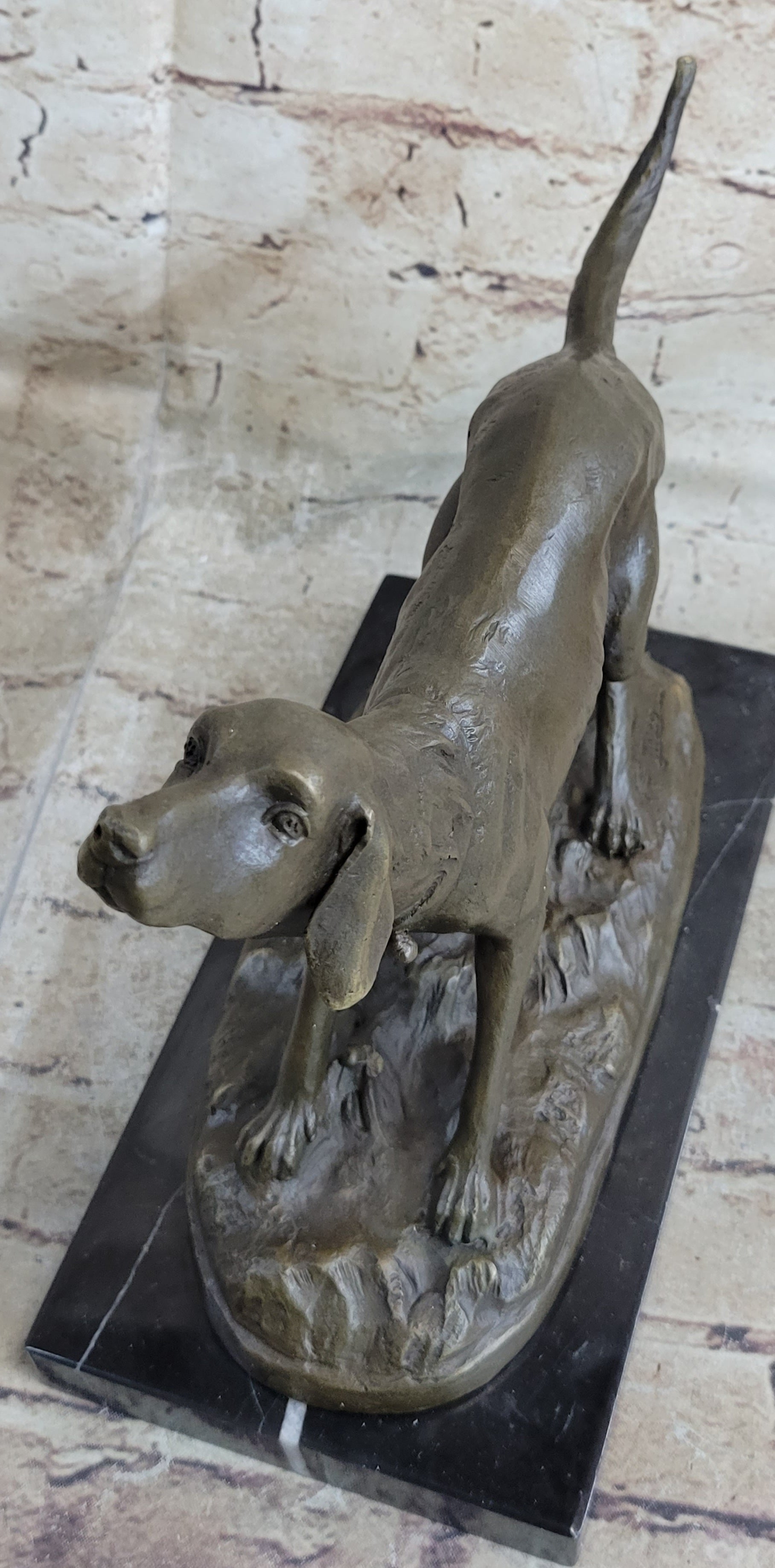 Hunting Dog Wolfhound Bronze Marble Statue Bookend Sculpture Artwork Gift Sale