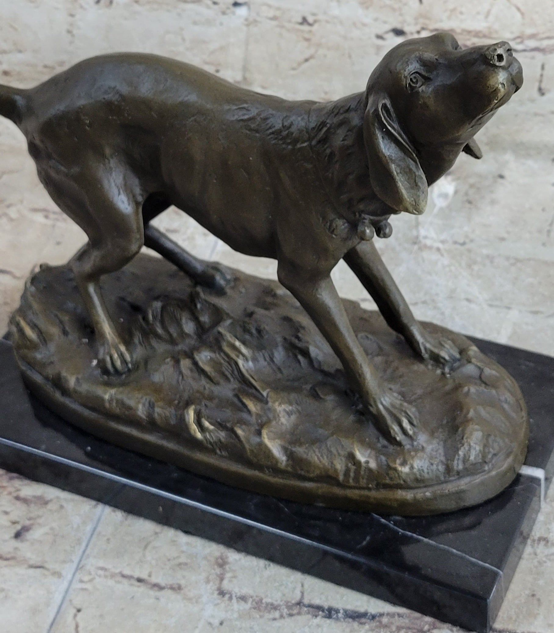 Hunting Dog Wolfhound Bronze Marble Statue Bookend Sculpture Artwork Gift Sale