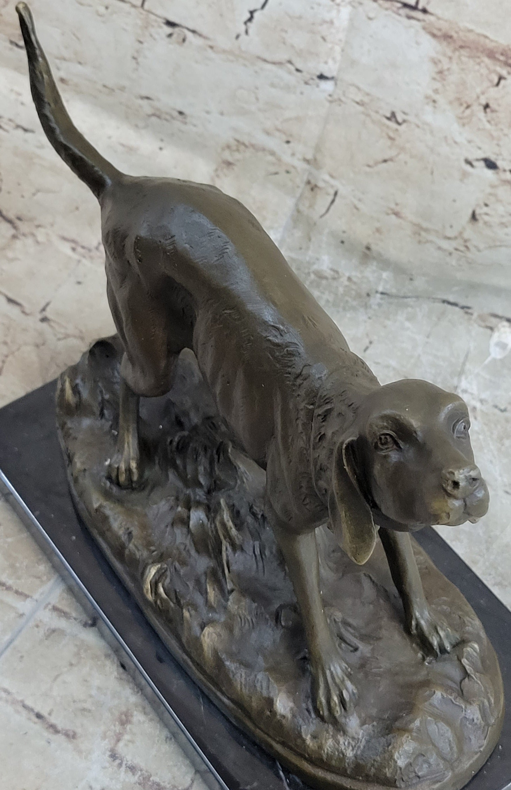 Hunting Dog Wolfhound Bronze Marble Statue Bookend Sculpture Artwork Gift Sale