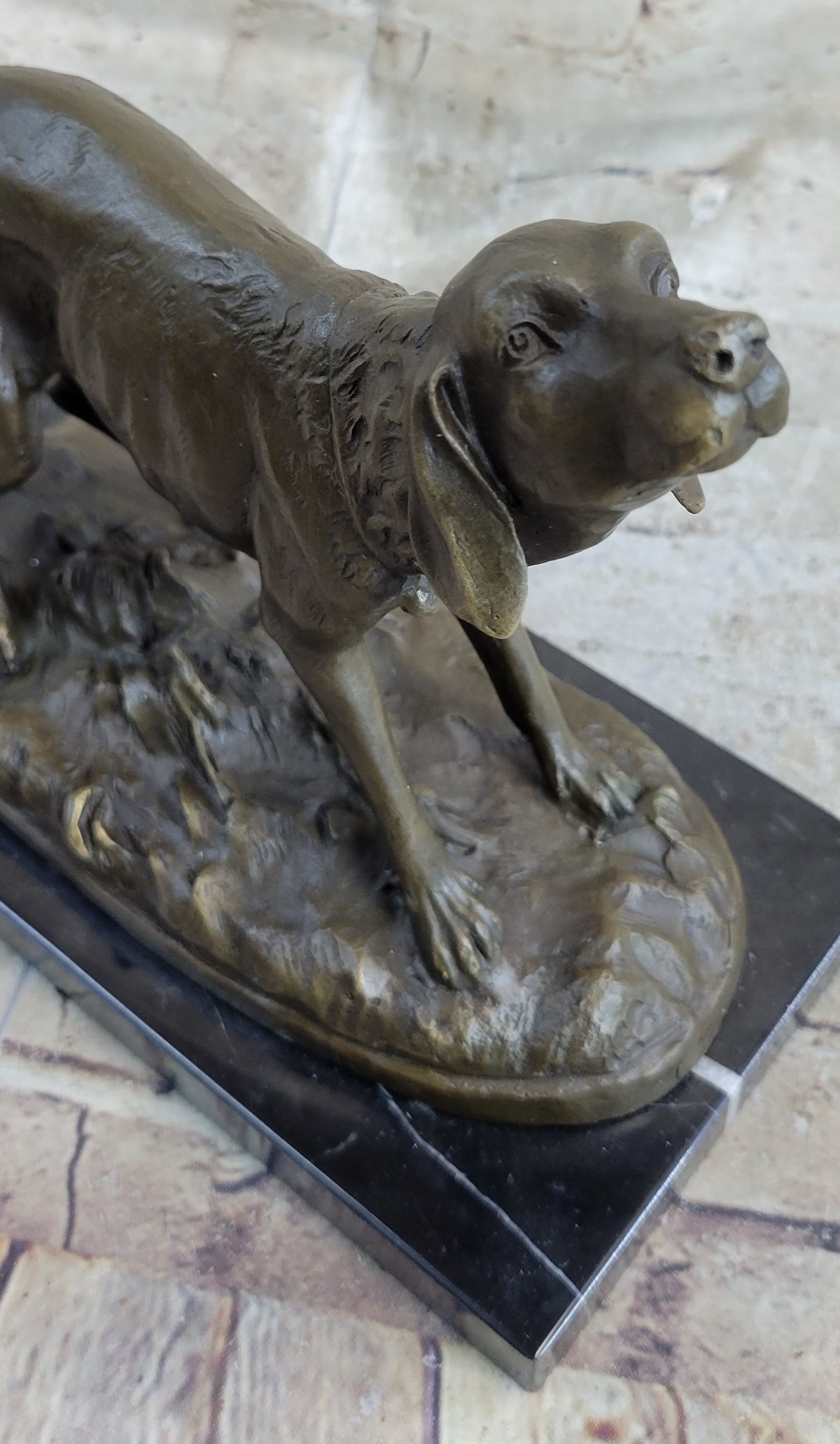 Hunting Dog Wolfhound Bronze Marble Statue Bookend Sculpture Artwork Gift Sale