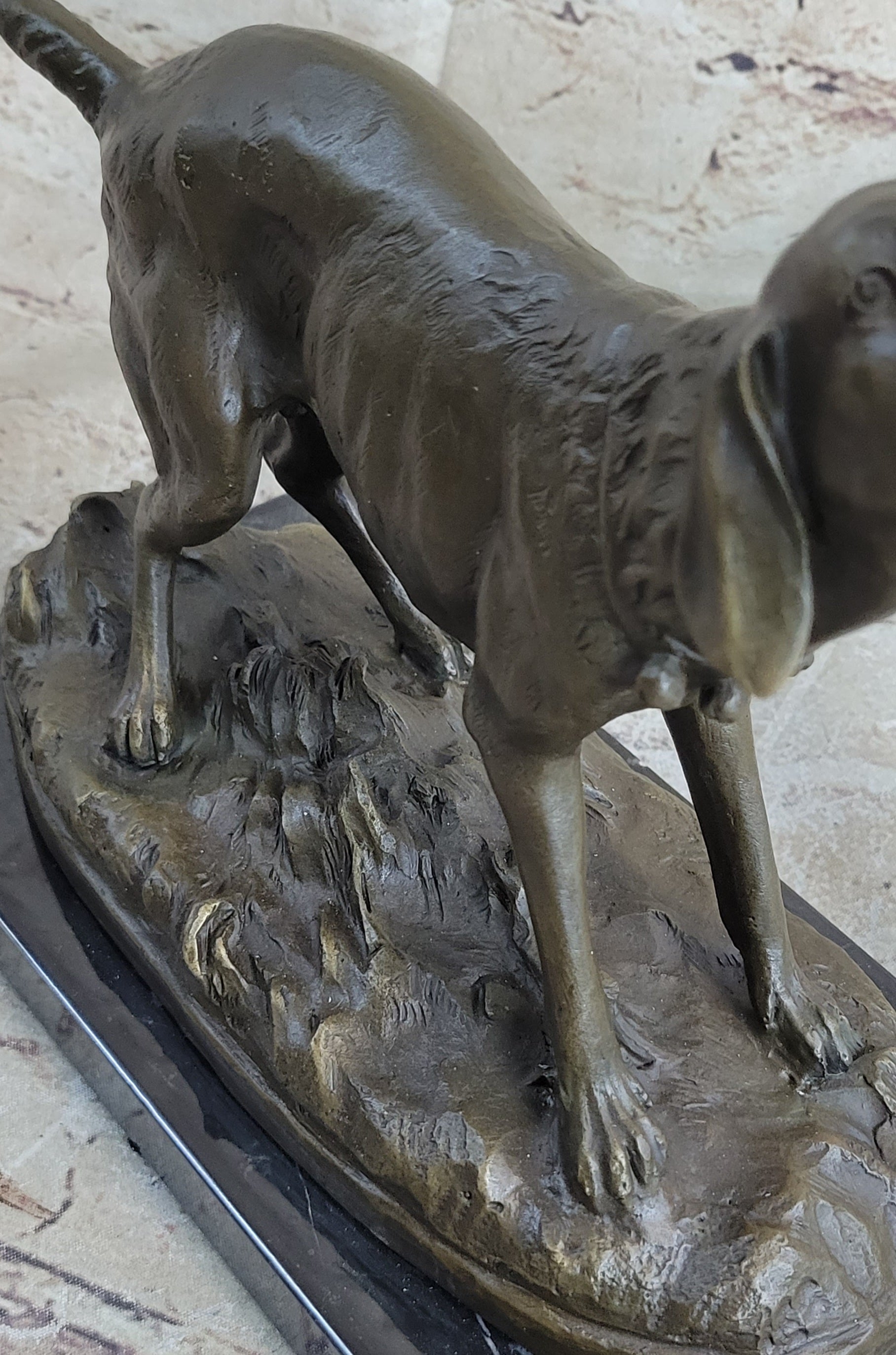 Hunting Dog Wolfhound Bronze Marble Statue Bookend Sculpture Artwork Gift Sale