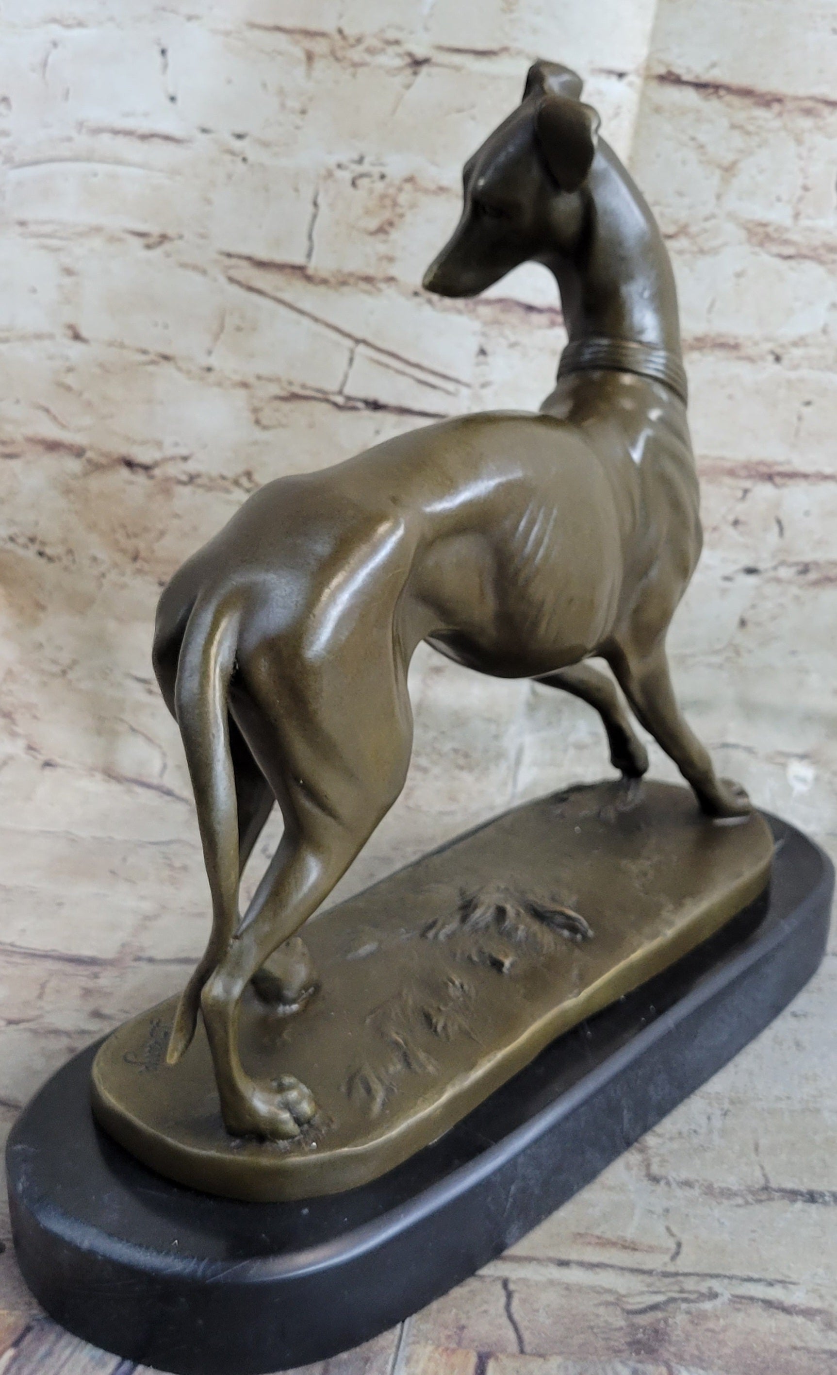 Handmade LARGE Bronze of a Whippet Greyhound Dog Classic Masterpiece Figurine