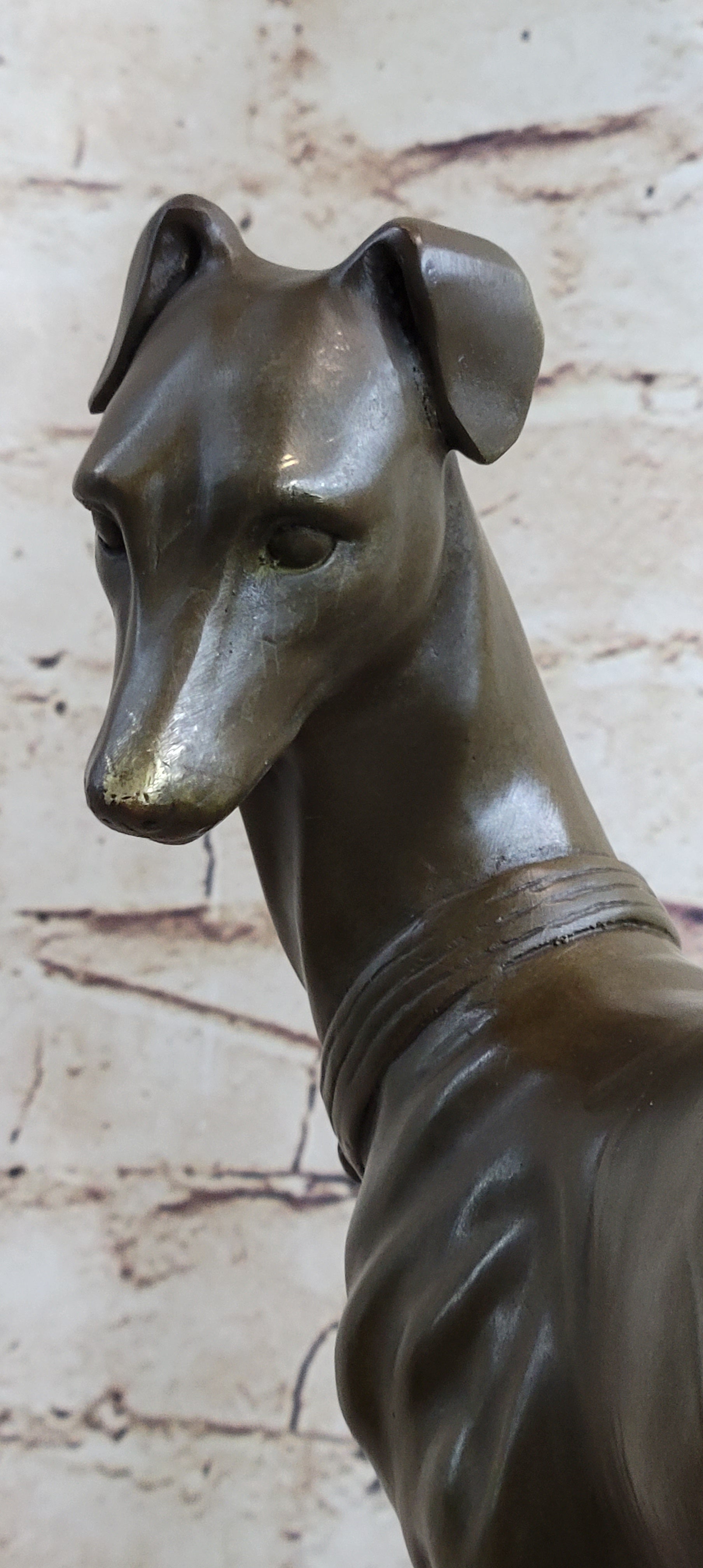 Handmade LARGE Bronze of a Whippet Greyhound Dog Classic Masterpiece Figurine