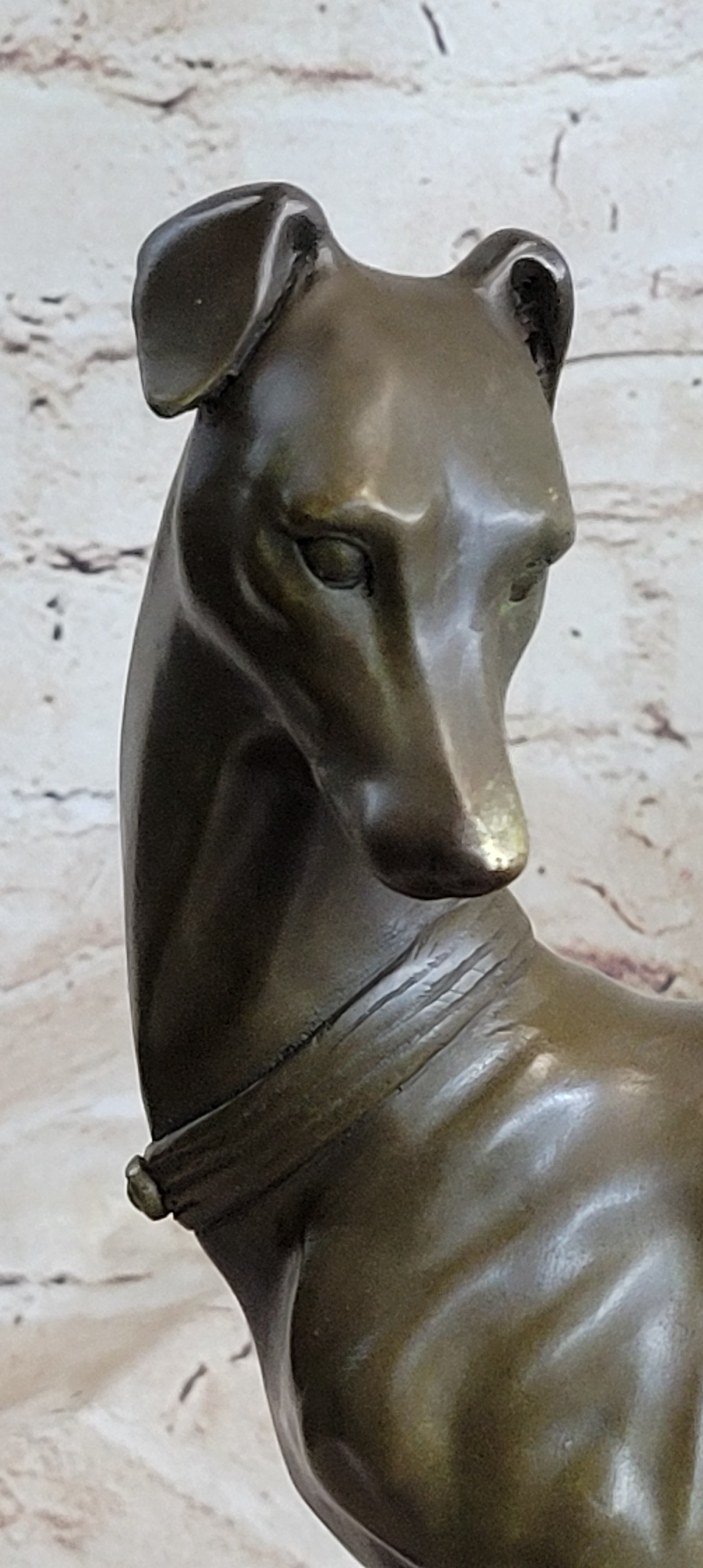 Handmade LARGE Bronze of a Whippet Greyhound Dog Classic Masterpiece Figurine