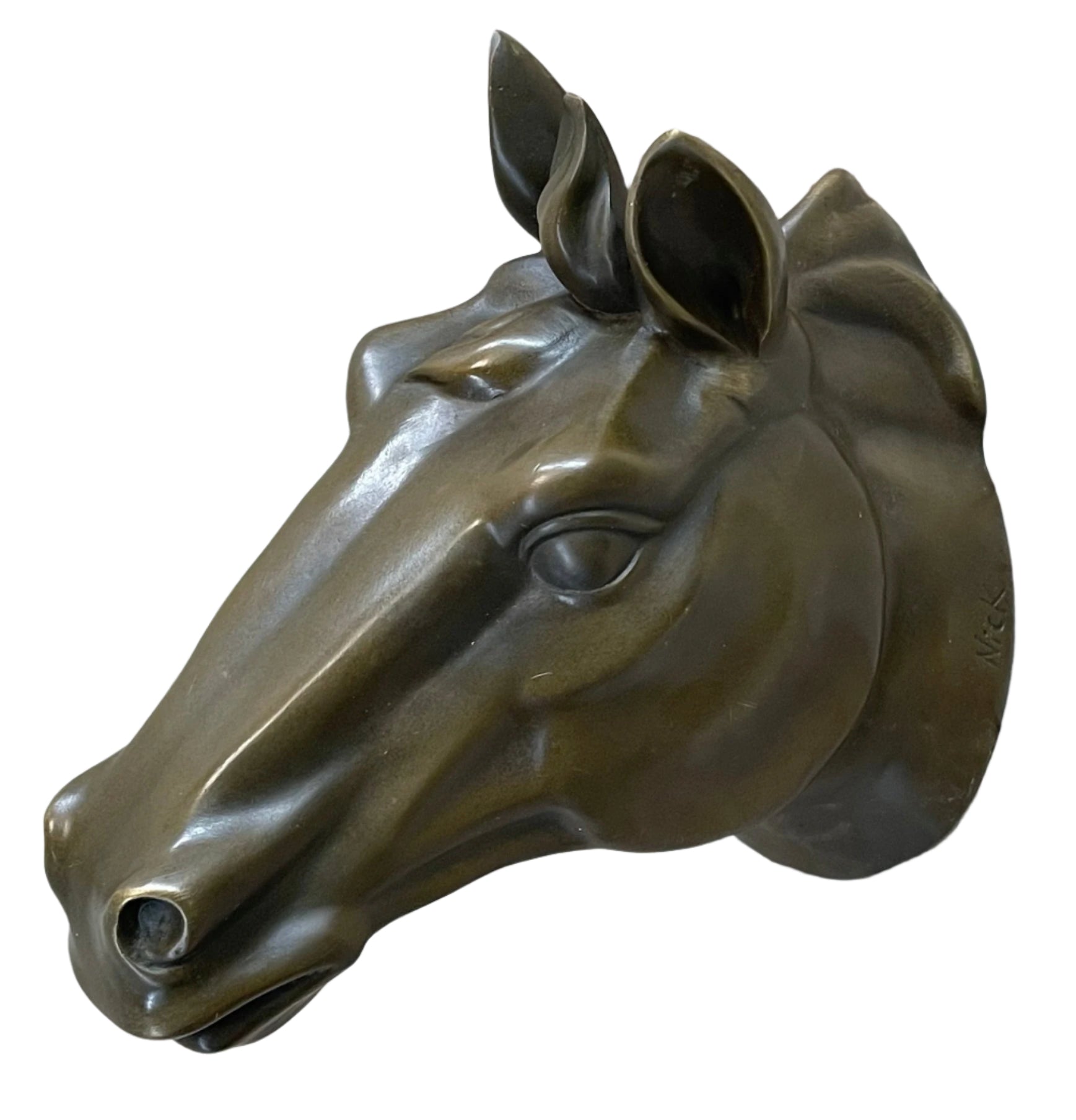 Signed Original Thomas Wall Mount Horse Head Bust Bronze Sculpture Art Deco Sale