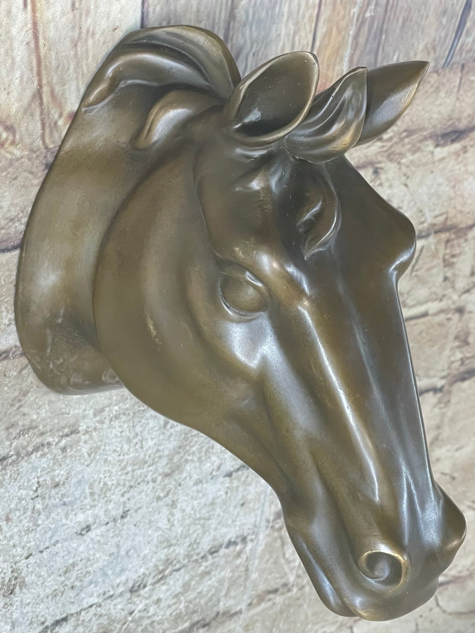 Signed Original Thomas Wall Mount Horse Head Bust Bronze Sculpture Art Deco Sale