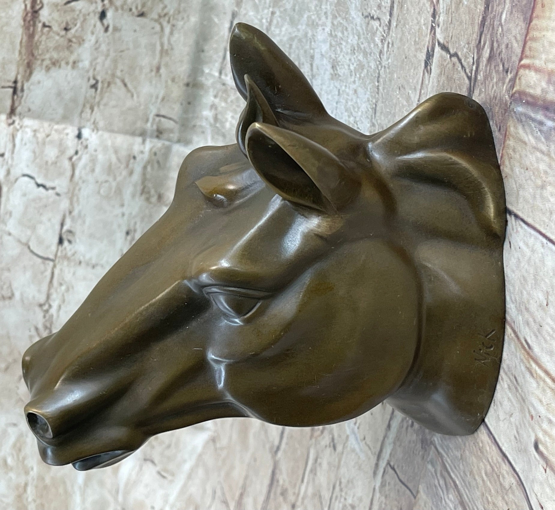 Signed Original Thomas Wall Mount Horse Head Bust Bronze Sculpture Art Deco Sale