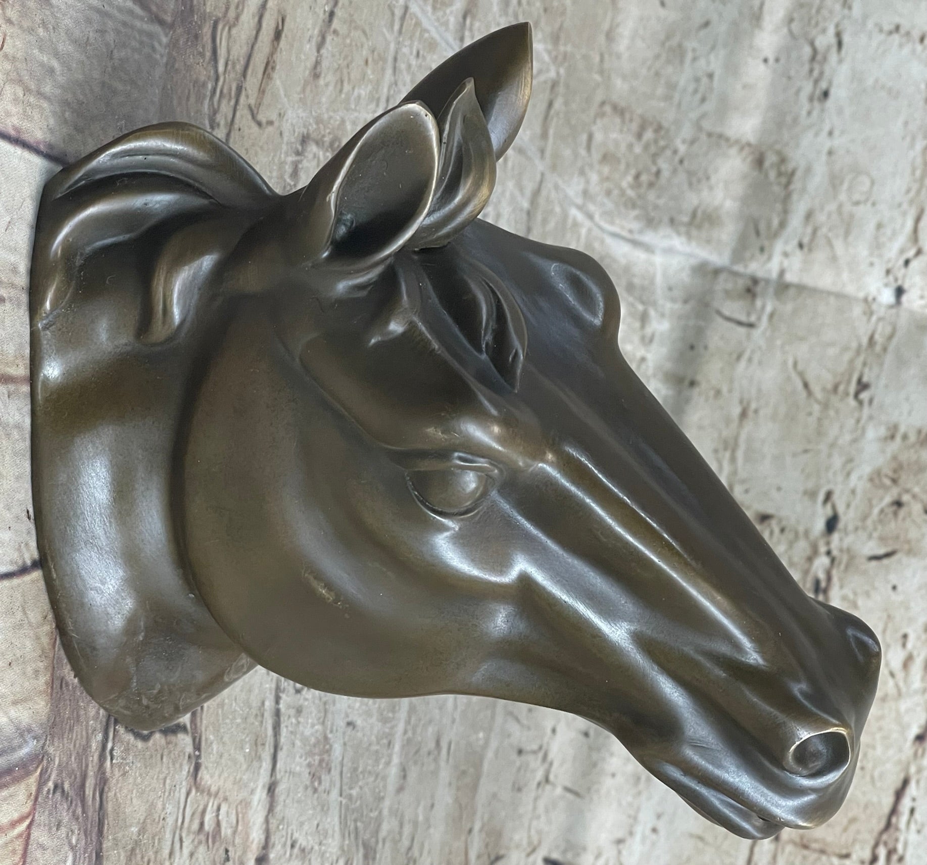 Signed Original Thomas Wall Mount Horse Head Bust Bronze Sculpture Art Deco Sale