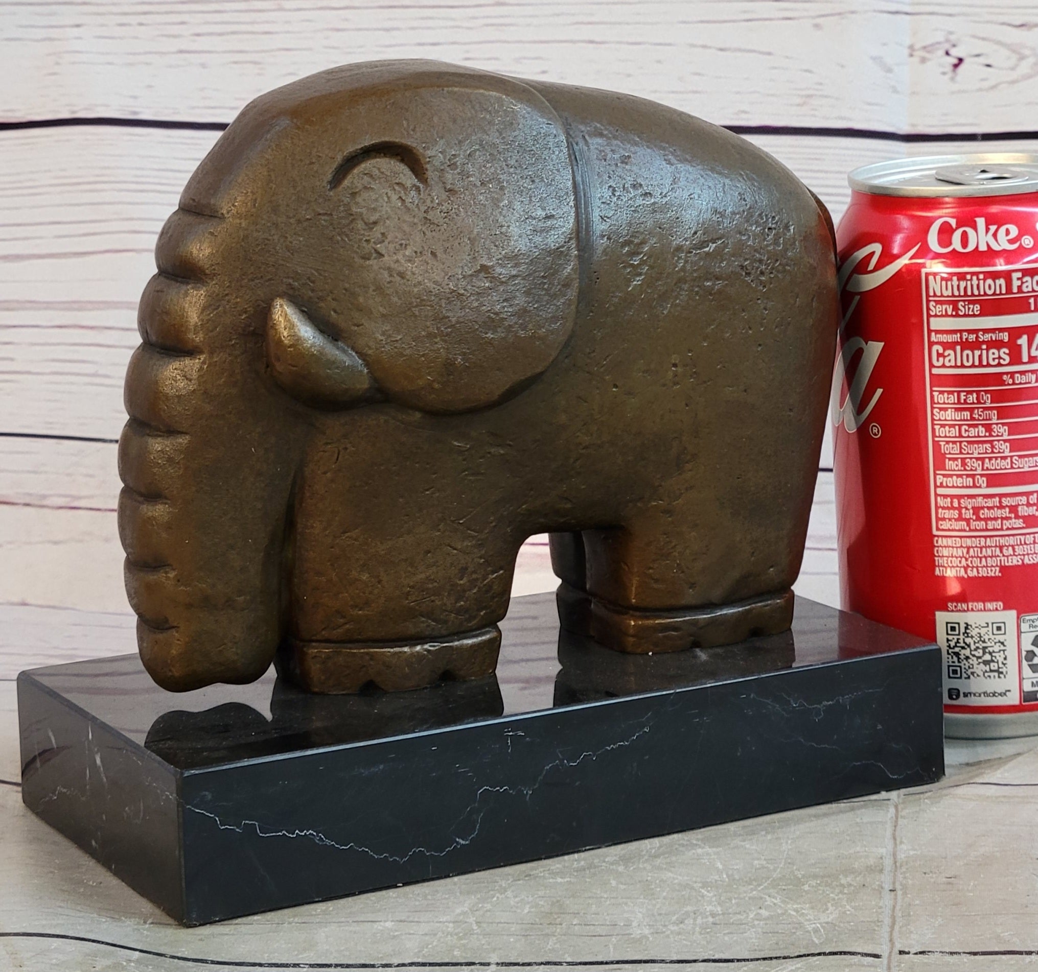 Abstract Modern Elephant Bronze Sculpture Statue Dali Art on Marble Base