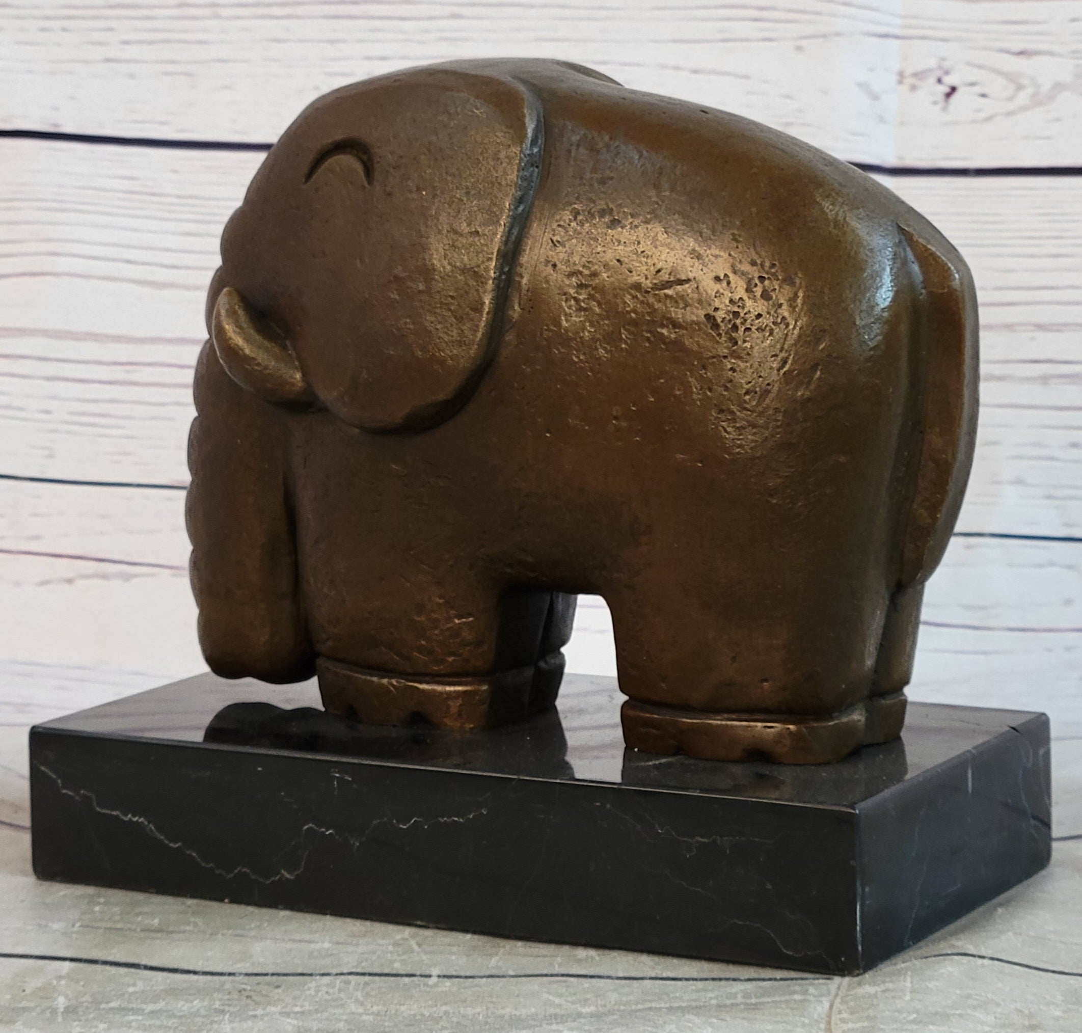 Abstract Modern Elephant Bronze Sculpture Statue Dali Art on Marble Base