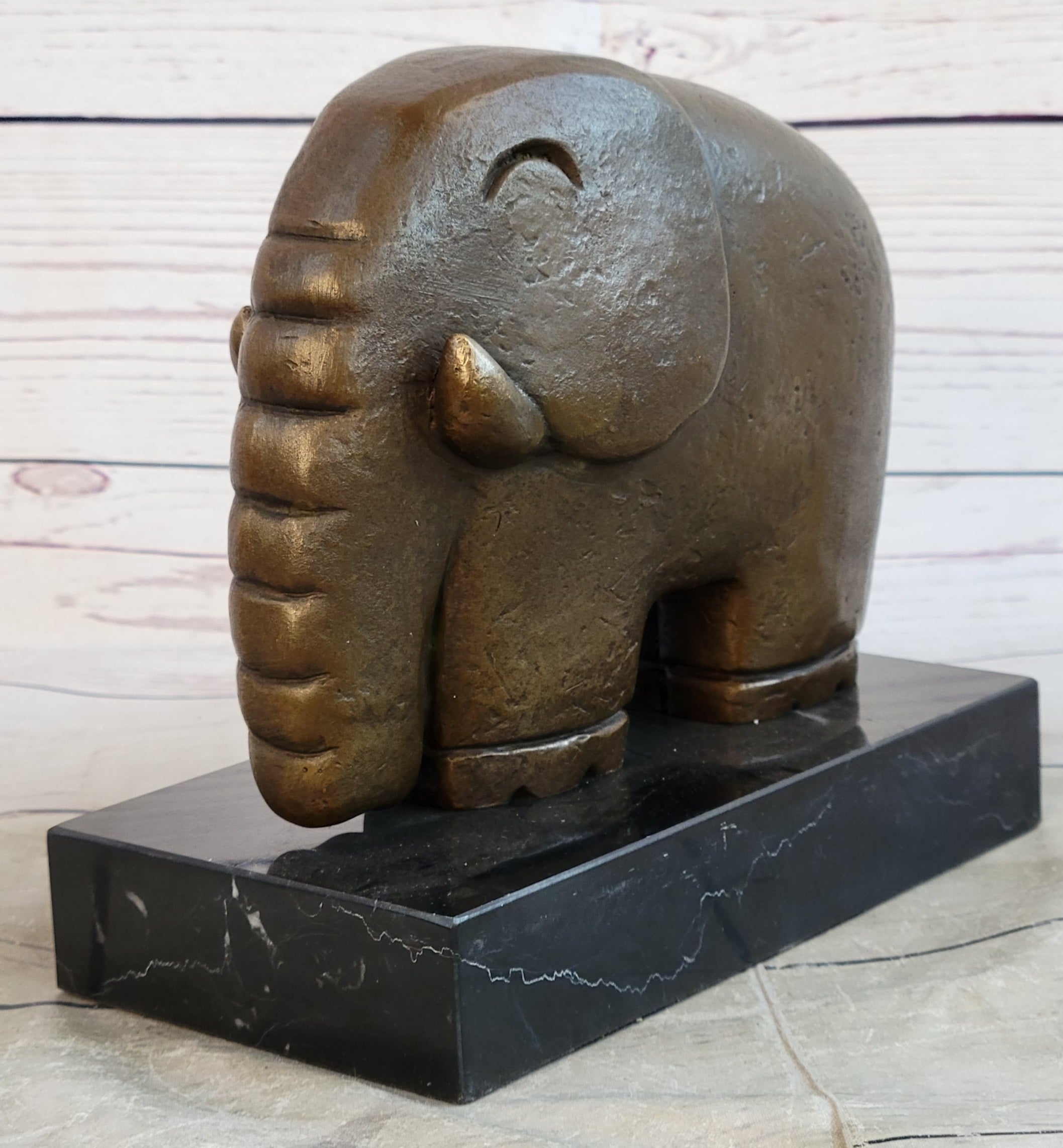 Abstract Modern Elephant Bronze Sculpture Statue Dali Art on Marble Base