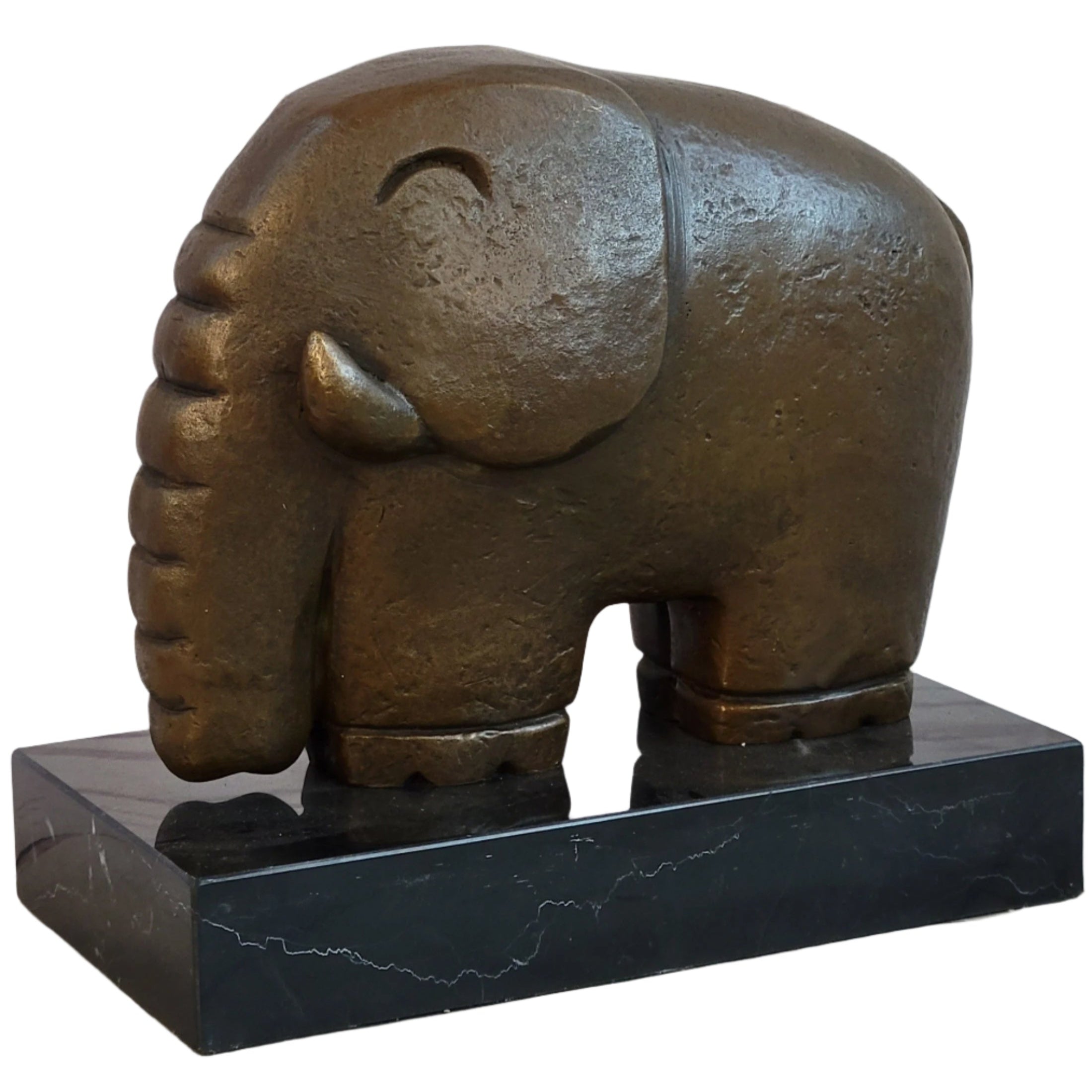 Abstract Modern Elephant Bronze Sculpture Statue Dali Art on Marble Base