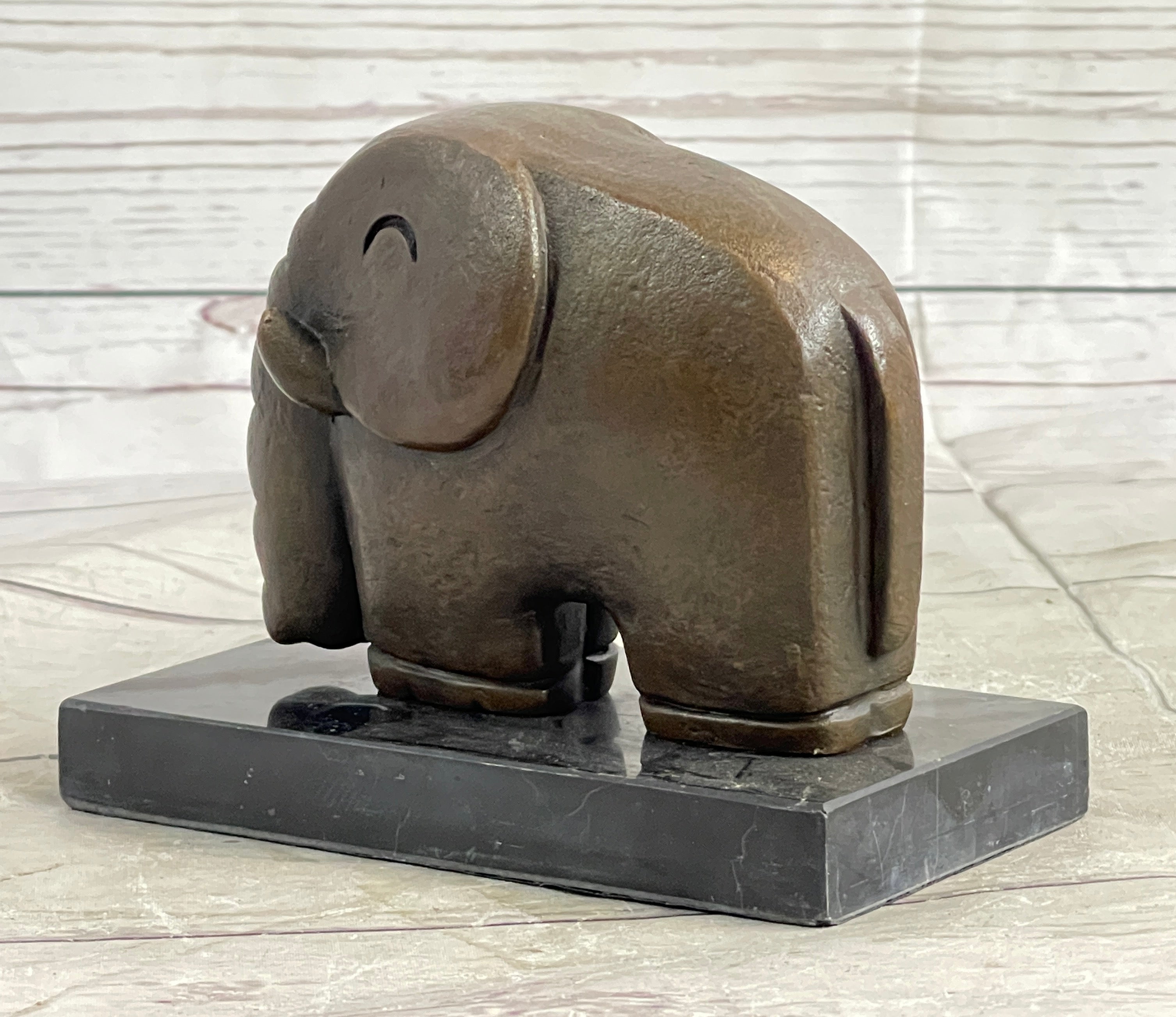 Modern Art Abstract Elephant Bronze Sculpture Statue Signed Dali on Marble Base