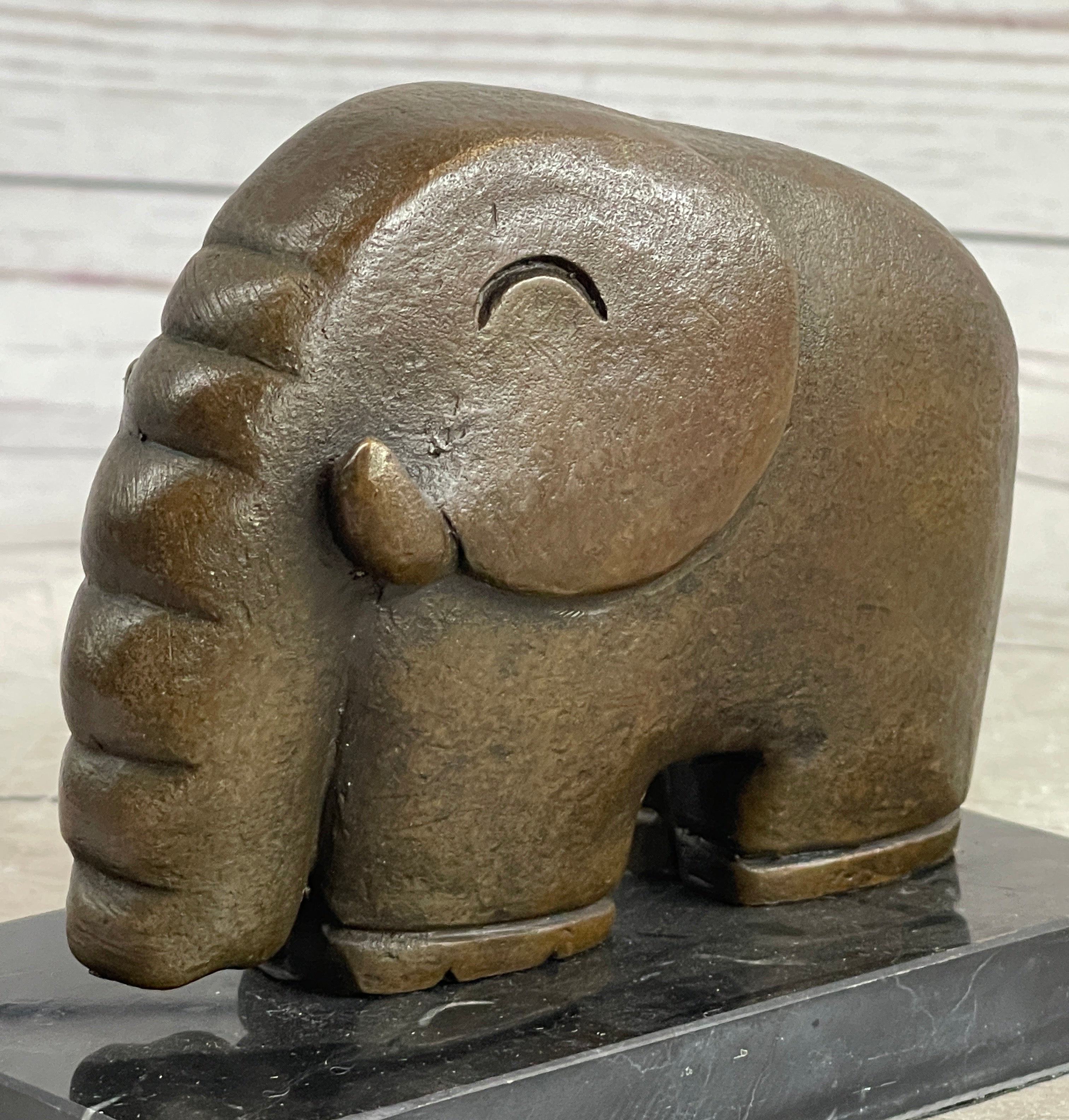 Modern Art Abstract Elephant Bronze Sculpture Statue Signed Dali on Marble Base