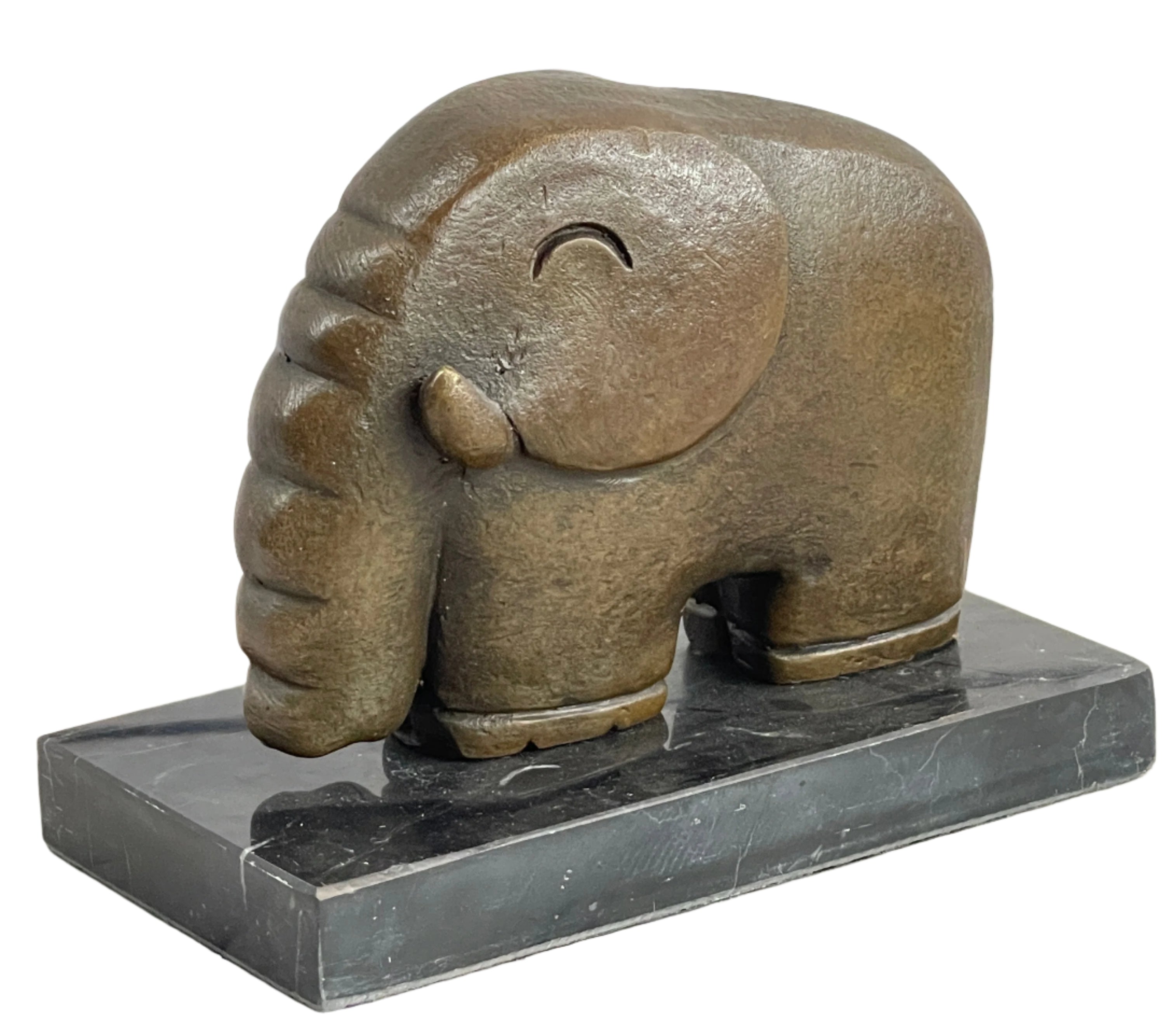 Modern Art Abstract Elephant Bronze Sculpture Statue Signed Dali on Marble Base