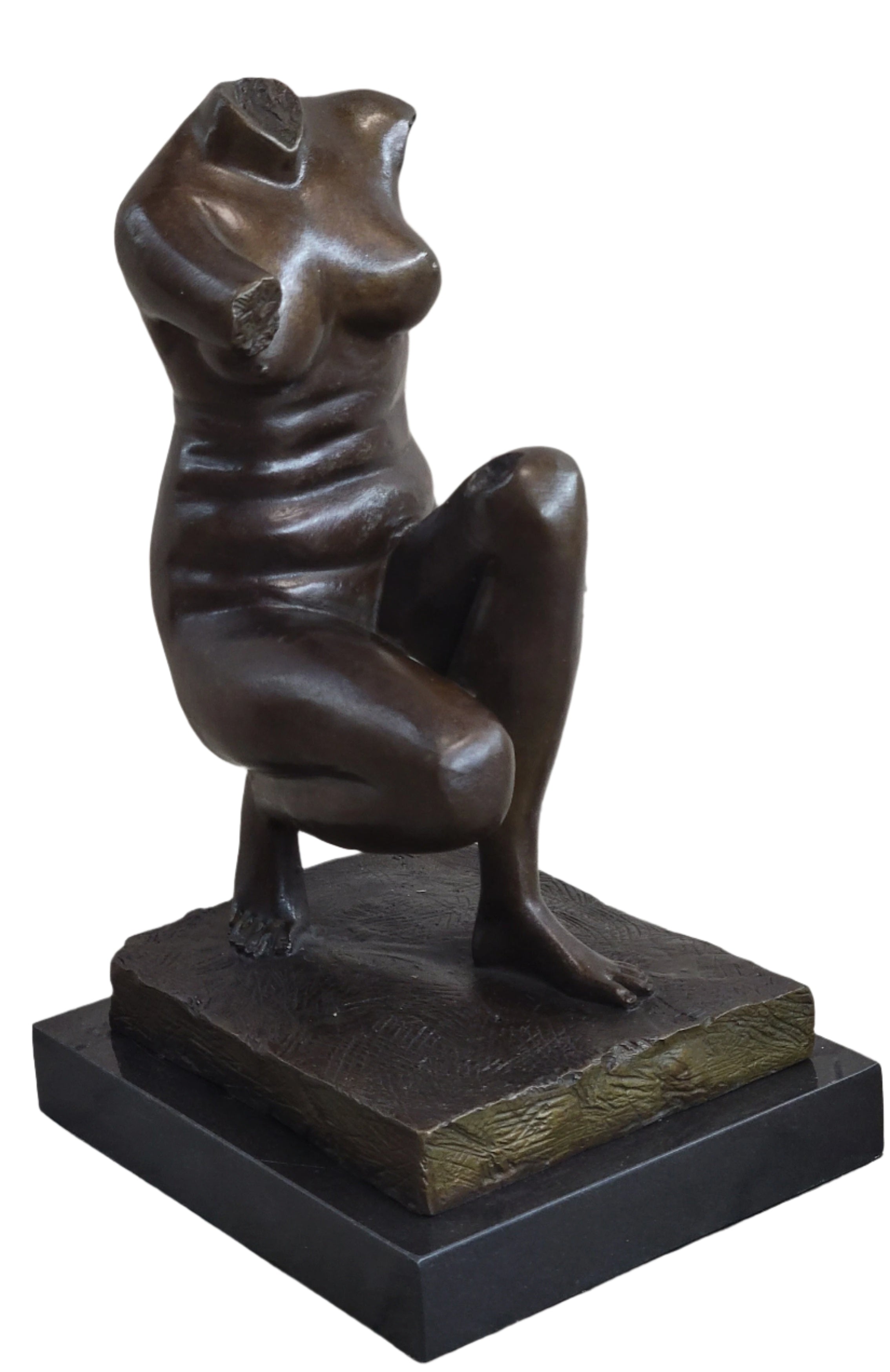 Signed Barbedienne Nude Female Torso Bronze Sculpture Statue Marble Base Sale