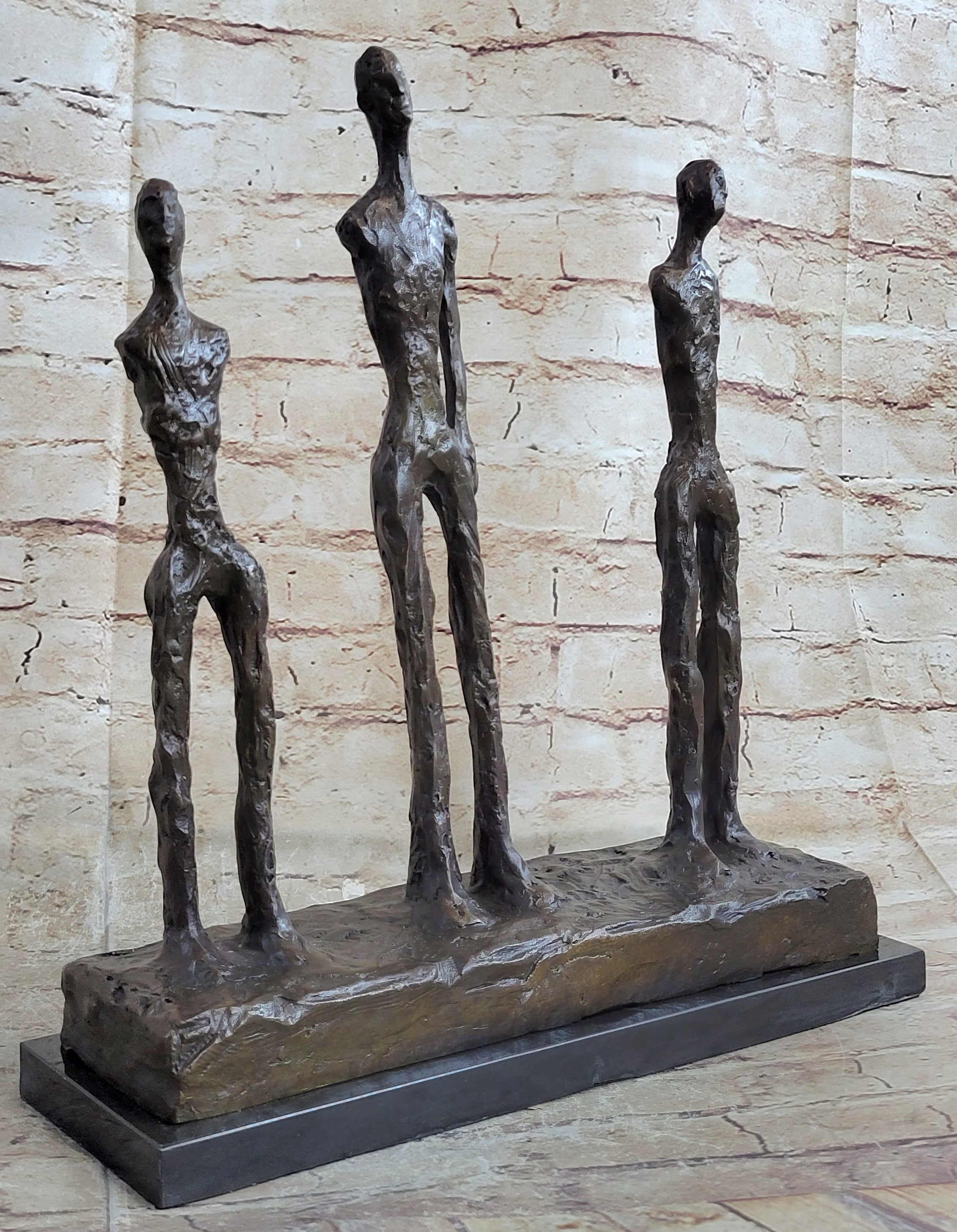 Three Standing Men Surrealist Figures Bronze Art Sculpture Statue after Alberto Giacometti