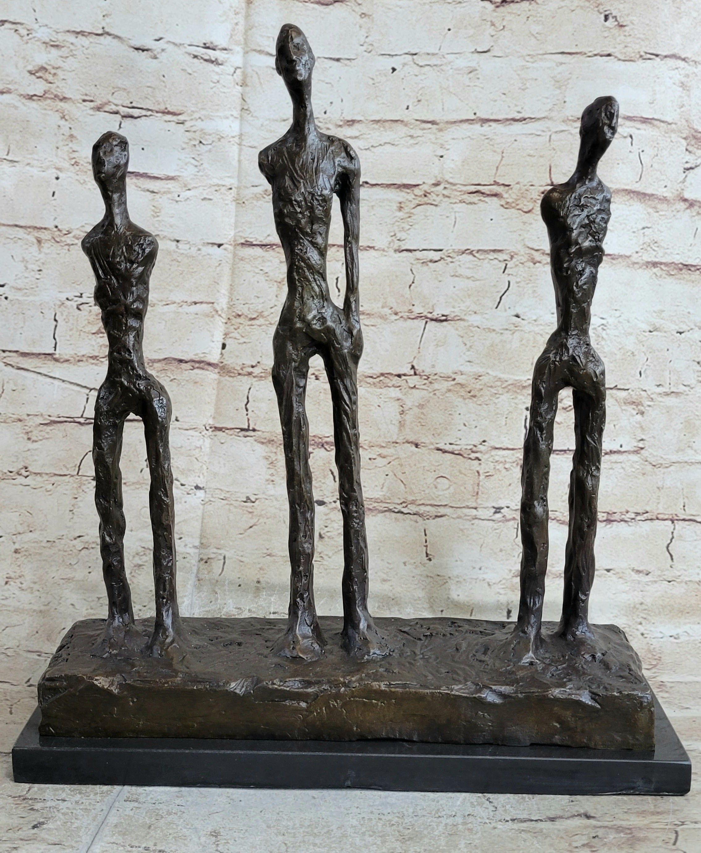 Three Standing Men Surrealist Figures Bronze Art Sculpture Statue after Alberto Giacometti