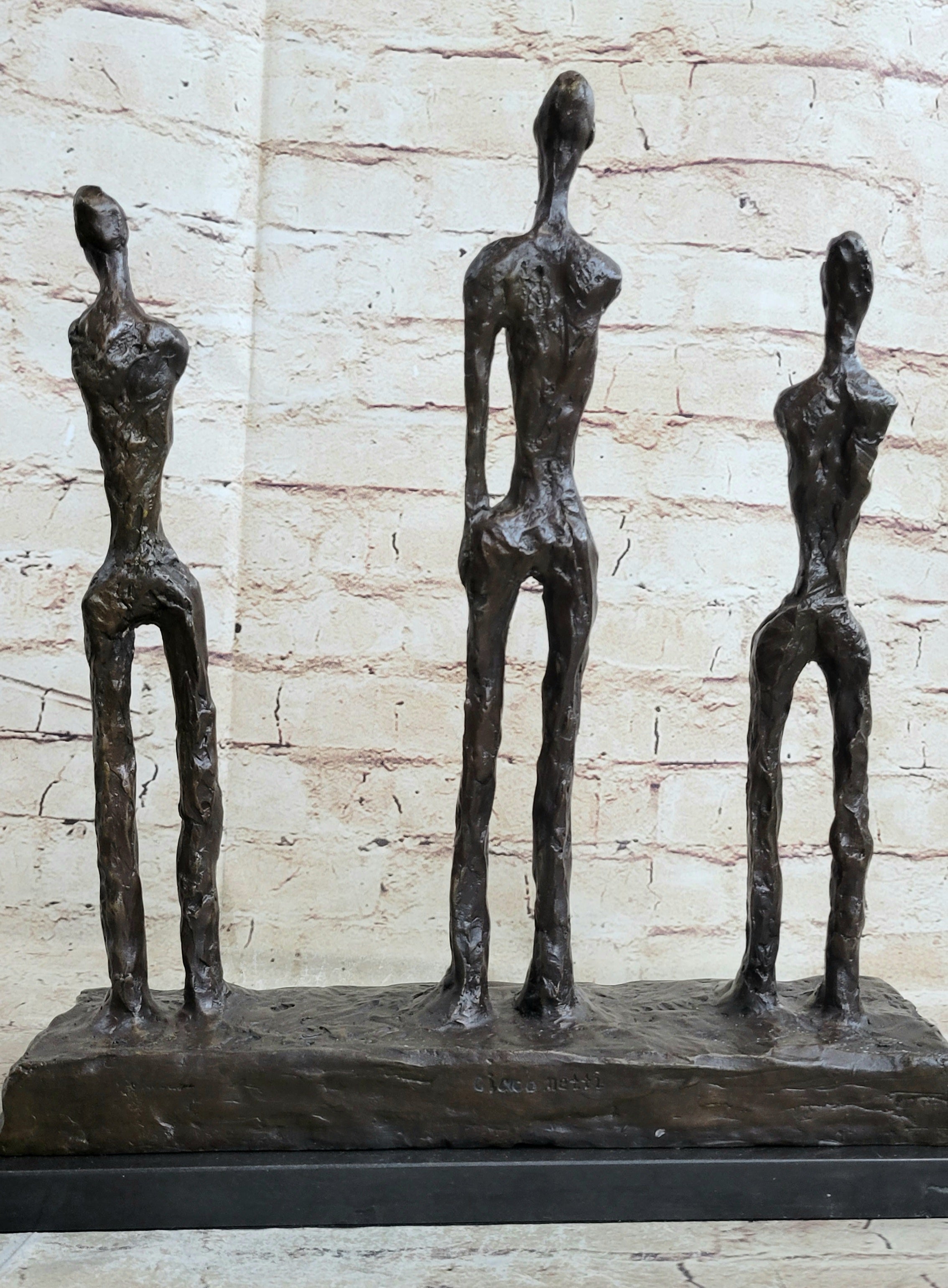 Three Standing Men Surrealist Figures Bronze Art Sculpture Statue after Alberto Giacometti