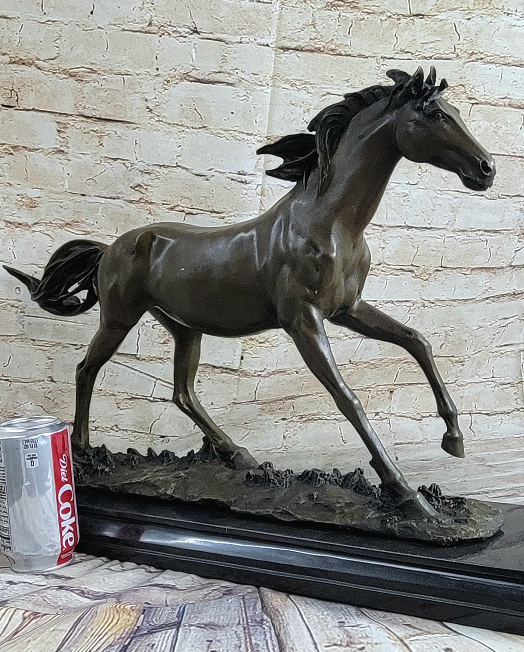 Galloping Stallion Horse Bronze Statue Sculpture Figure PJ Mene Marble Base 15" x 24"