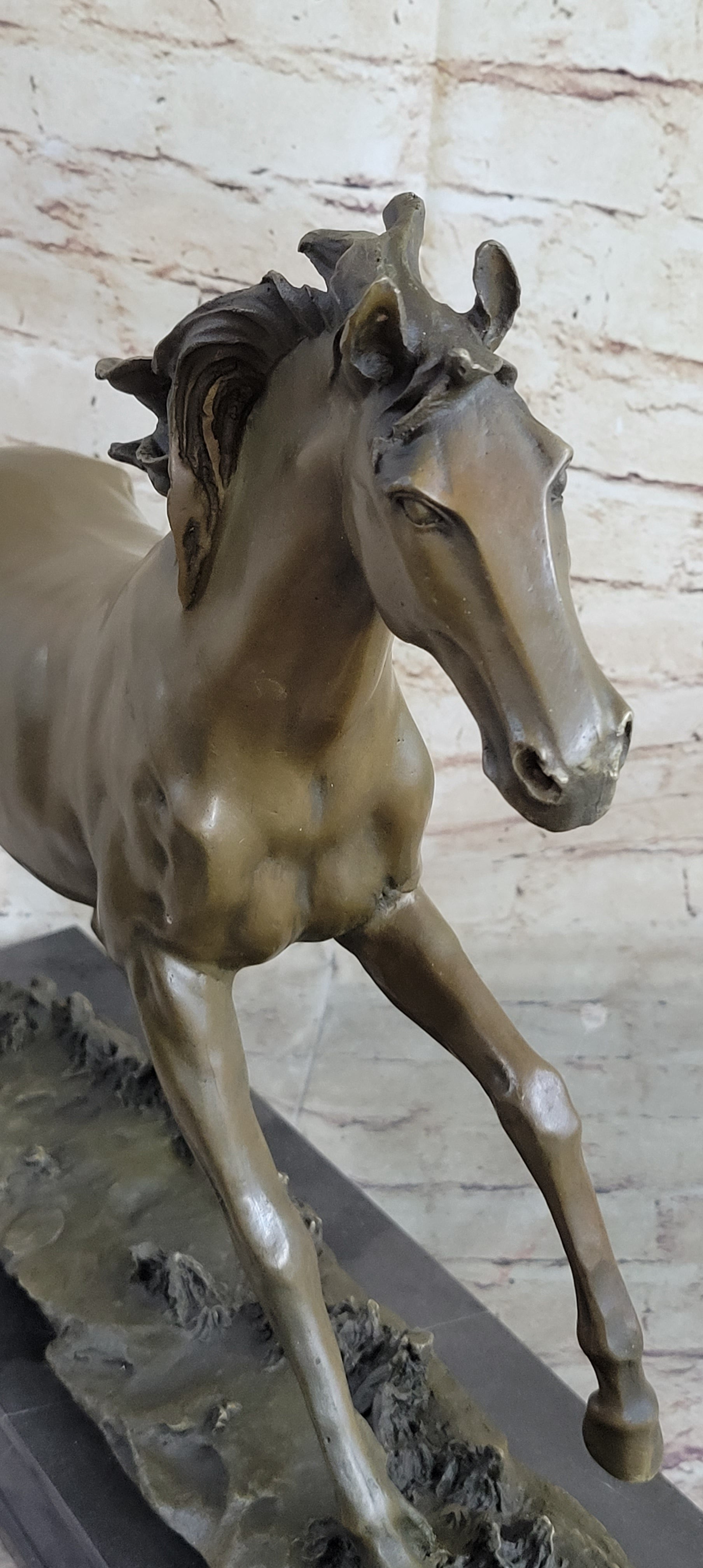 Galloping Stallion Horse Bronze Statue Sculpture Figure PJ Mene Marble Base 15" x 24"