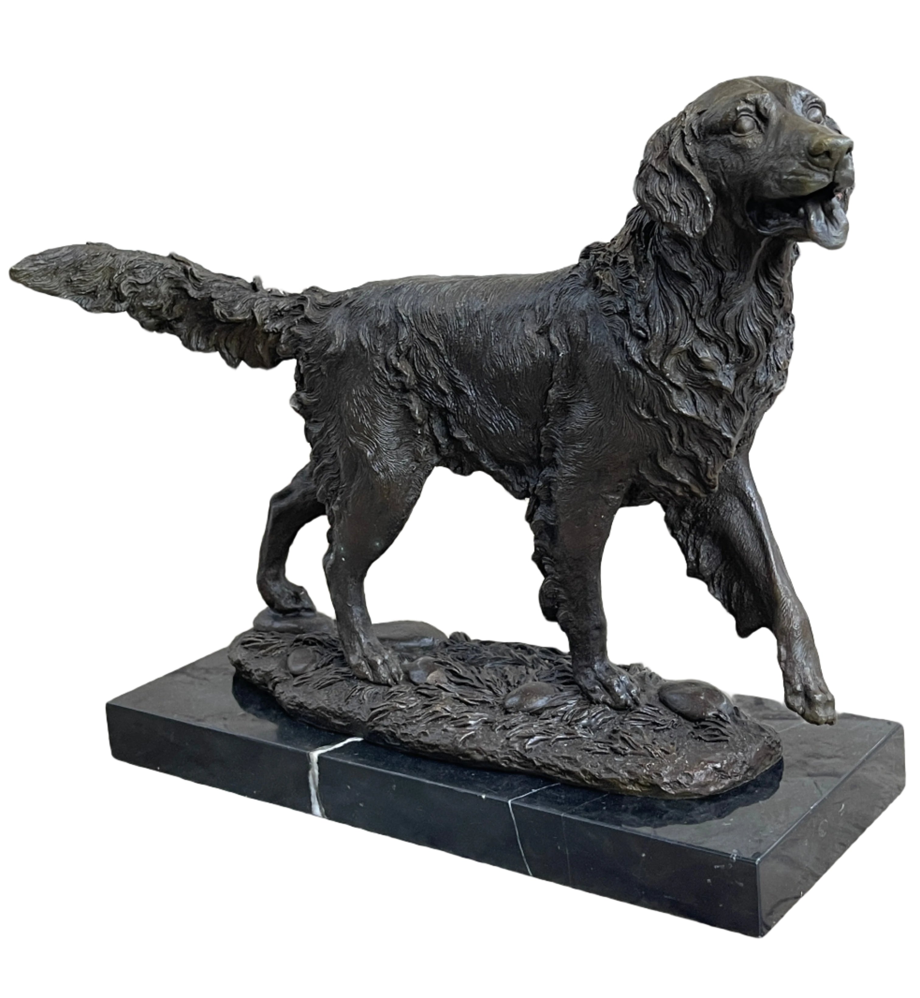 Golden Retriever Show Trial Bronze Marble Base Dog Statue Deco Breeder Trainer