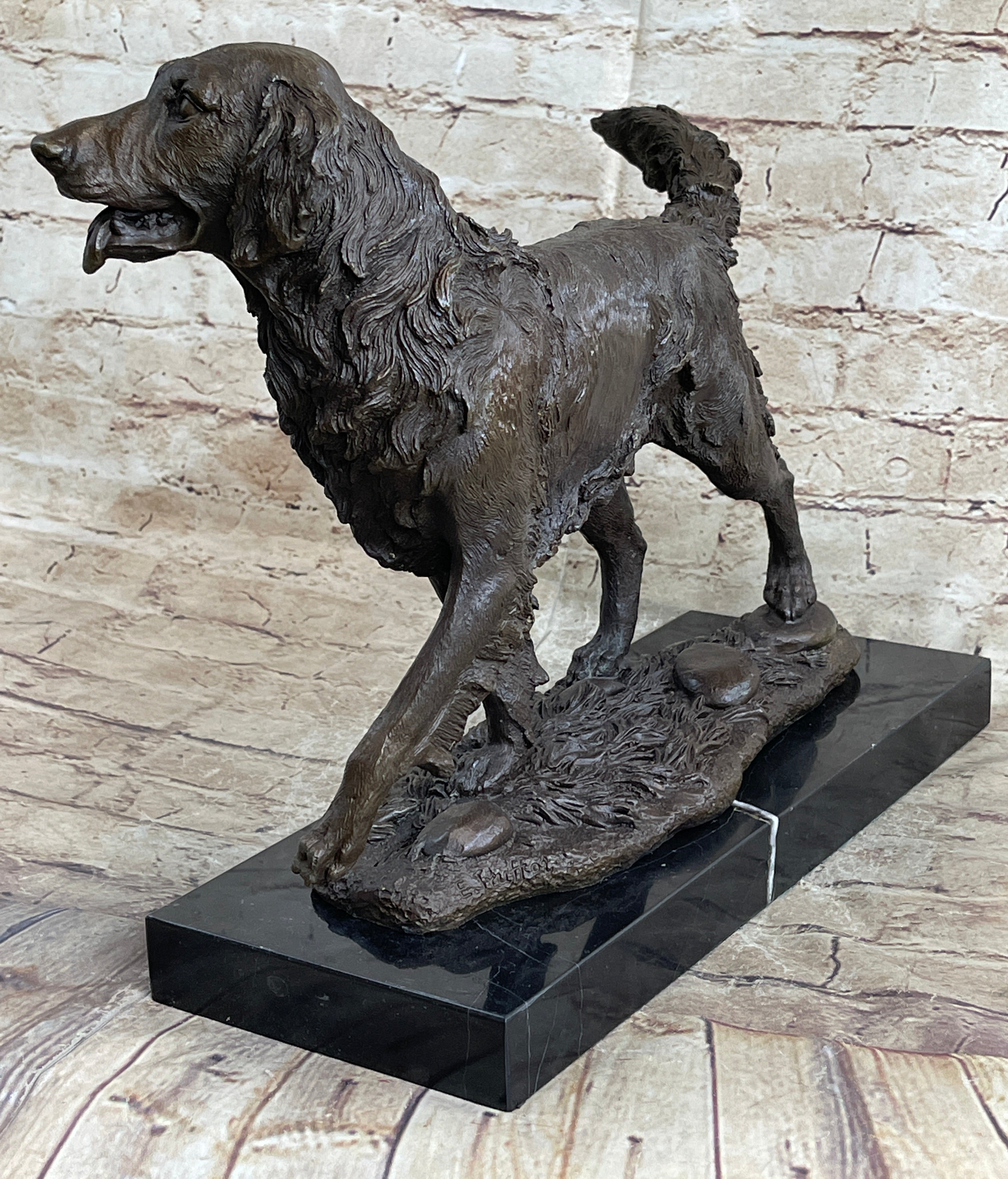 Golden Retriever Show Trial Bronze Marble Base Dog Statue Deco Breeder Trainer