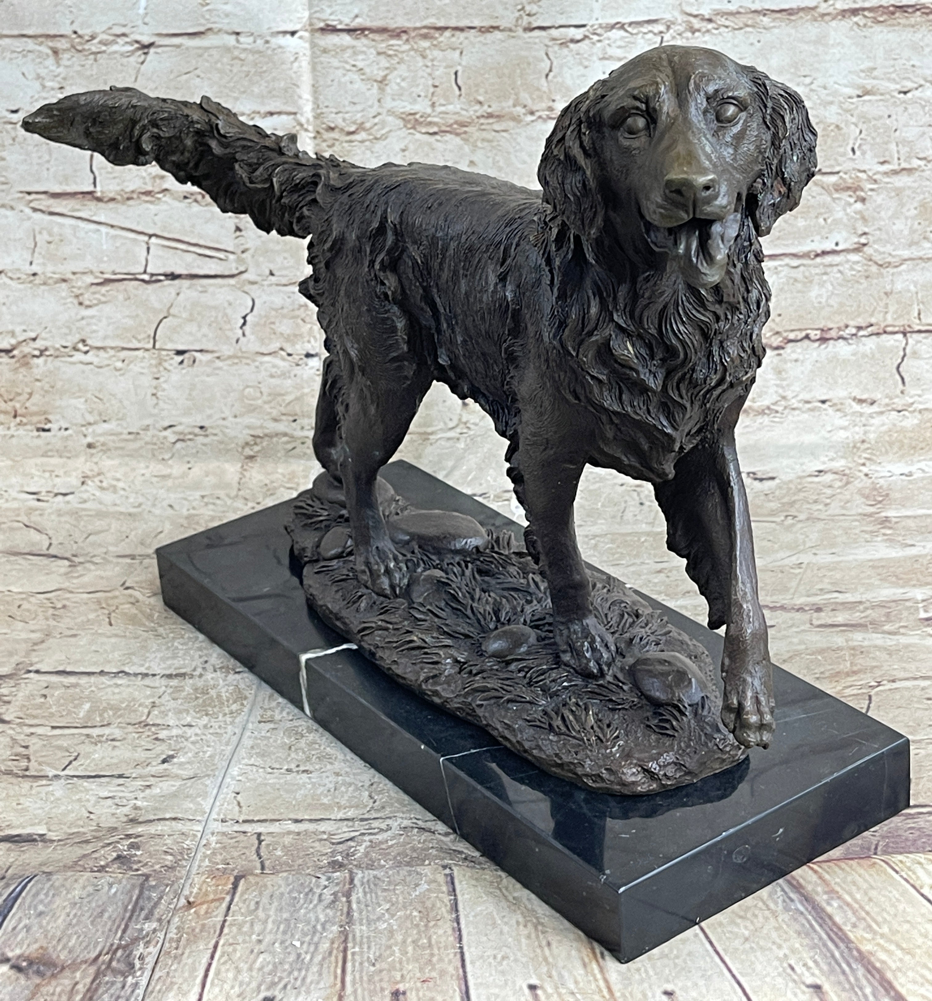 Golden Retriever Show Trial Bronze Marble Base Dog Statue Deco Breeder Trainer