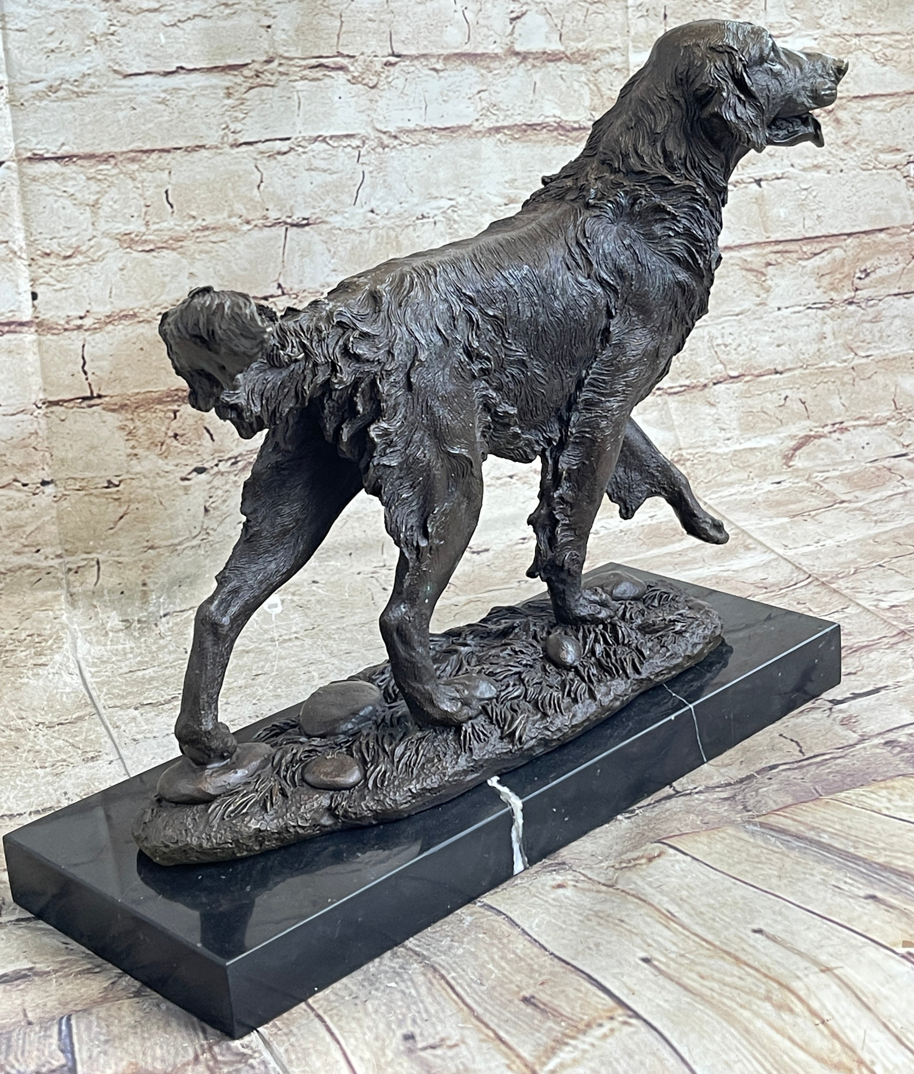 Golden Retriever Show Trial Bronze Marble Base Dog Statue Deco Breeder Trainer