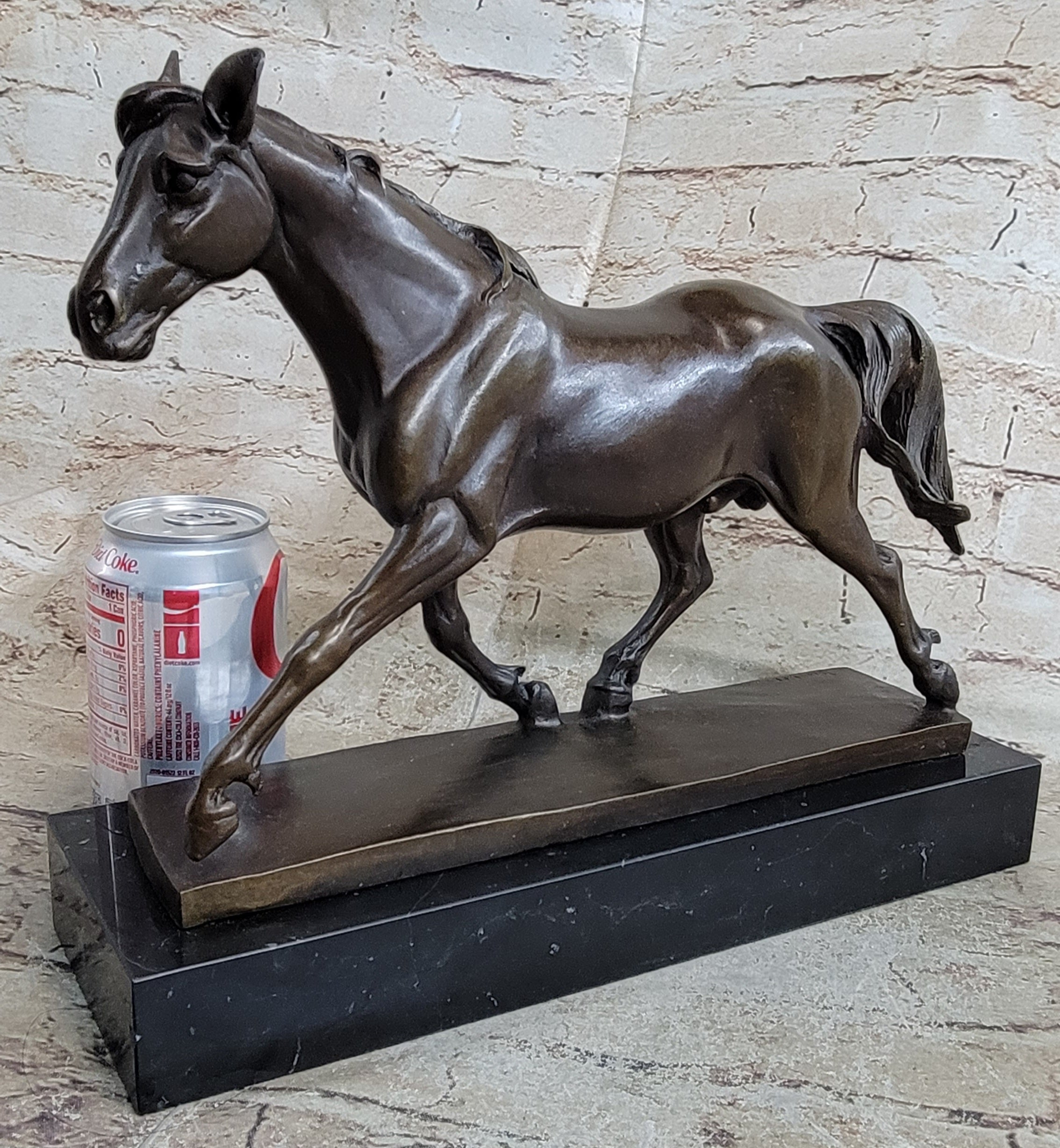 Signed Prosper Lecourtier Racing Horse Stallion Hot Cast Sculpture Marble Base