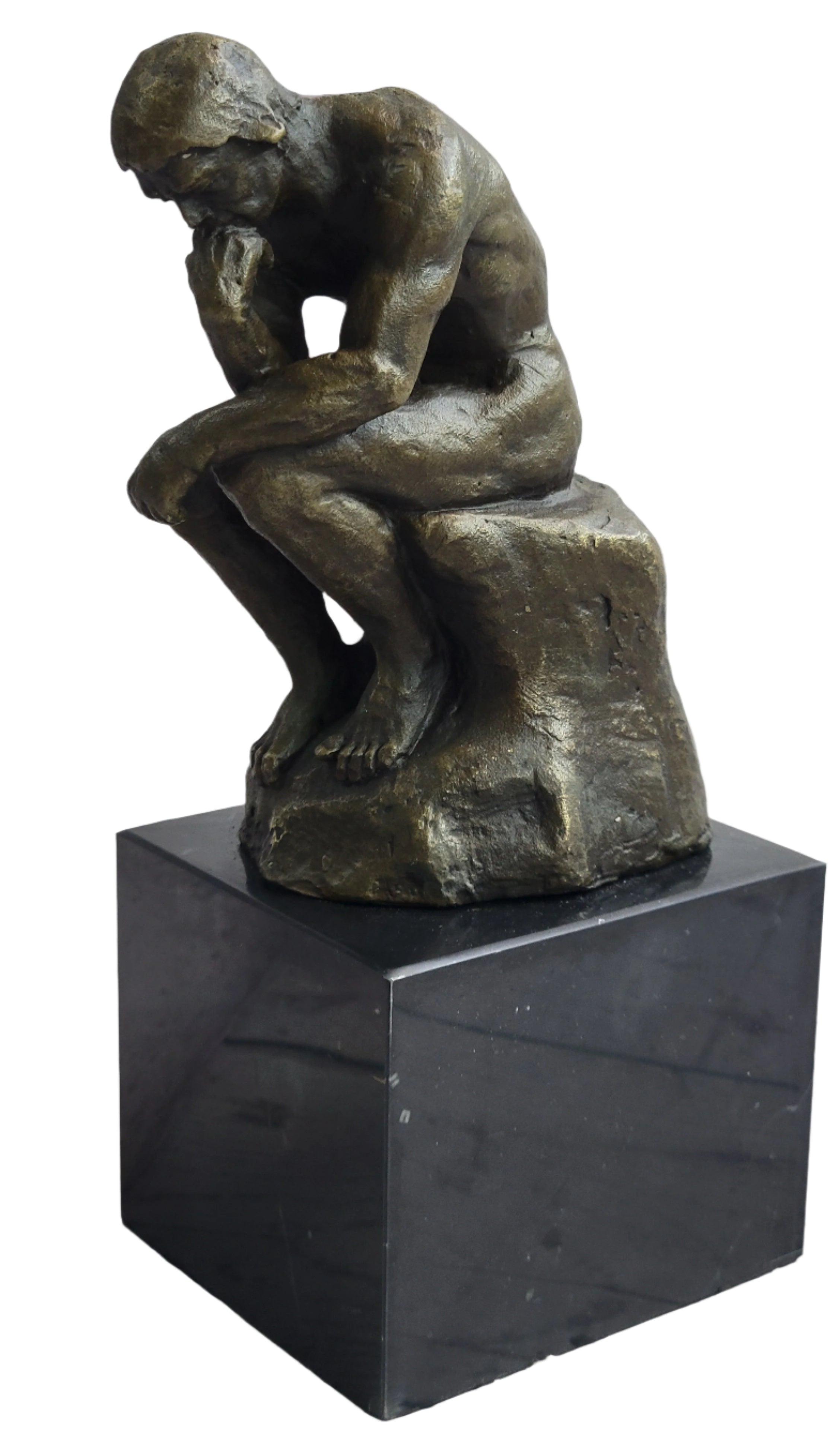 THINKING MAN THINKER Auguste Rodin Bronze Statue Sculpture Miniature Replica 5.5" x 3"