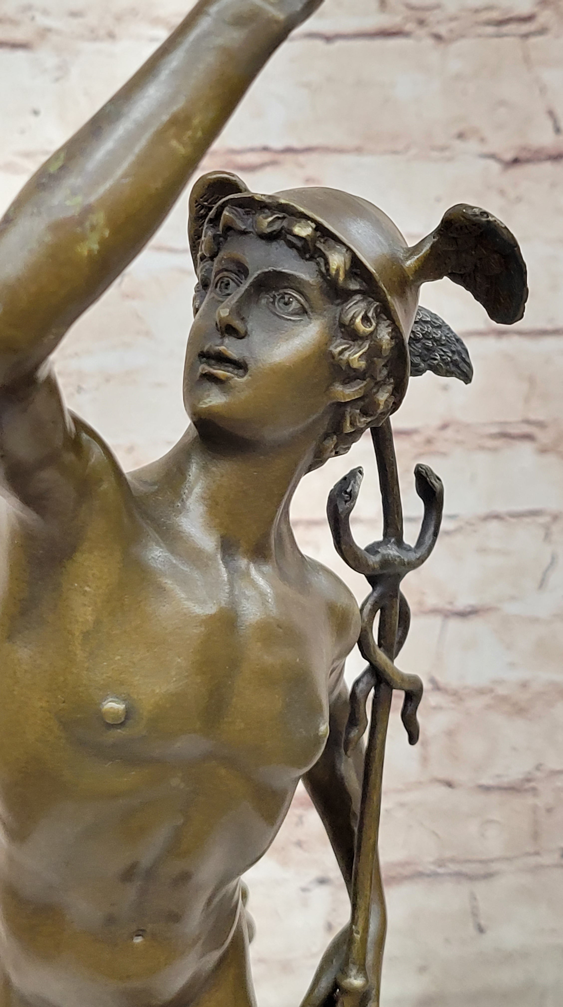 Flying Mercury Hermes w/ Caduceus Bronze Statue Sculpture Figure by Giambologna 21" x 13"