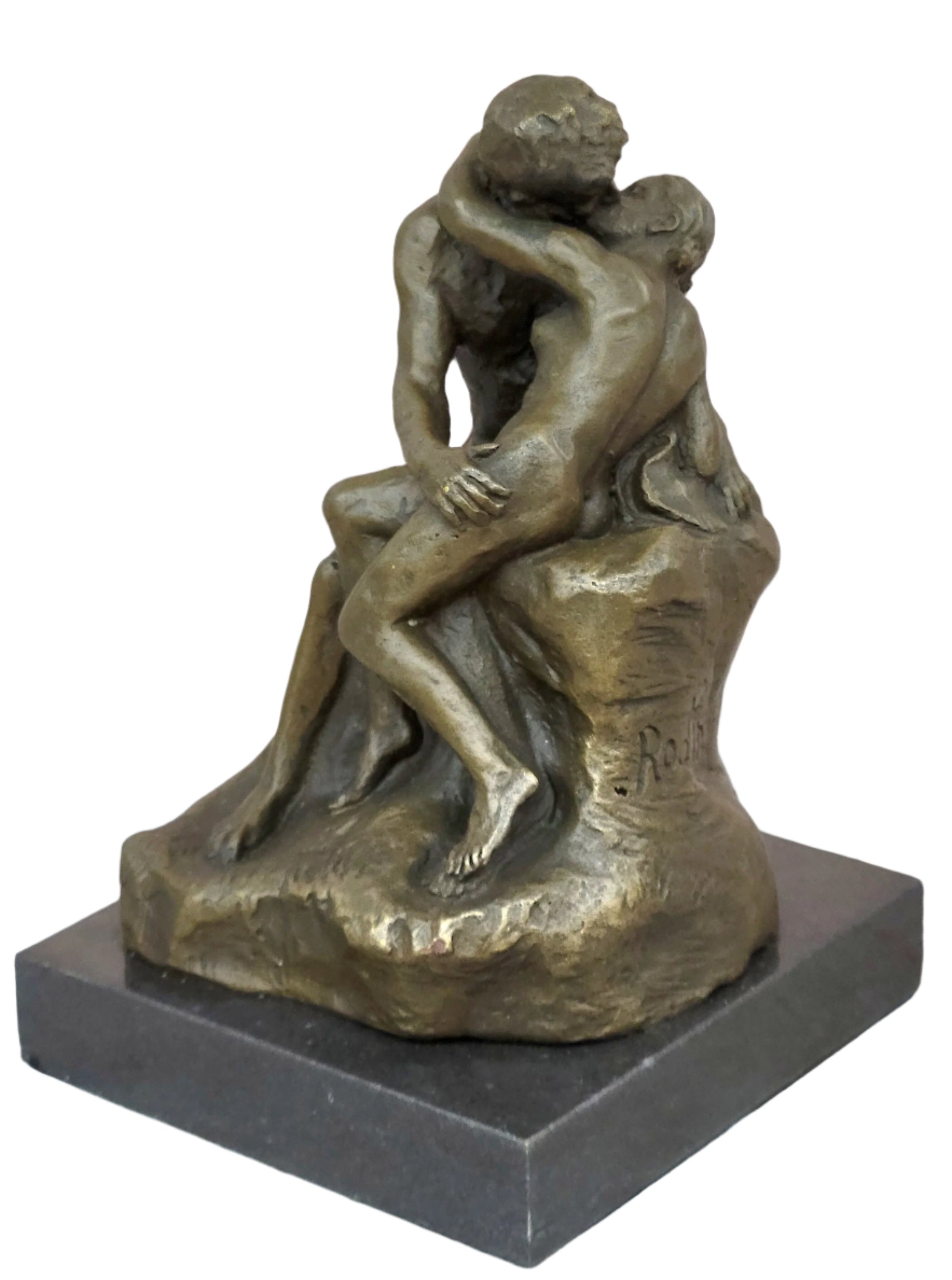 Vintage bronze the Kiss Nude Statue Rodin Sculpture Art Deco Lost wax Figurine