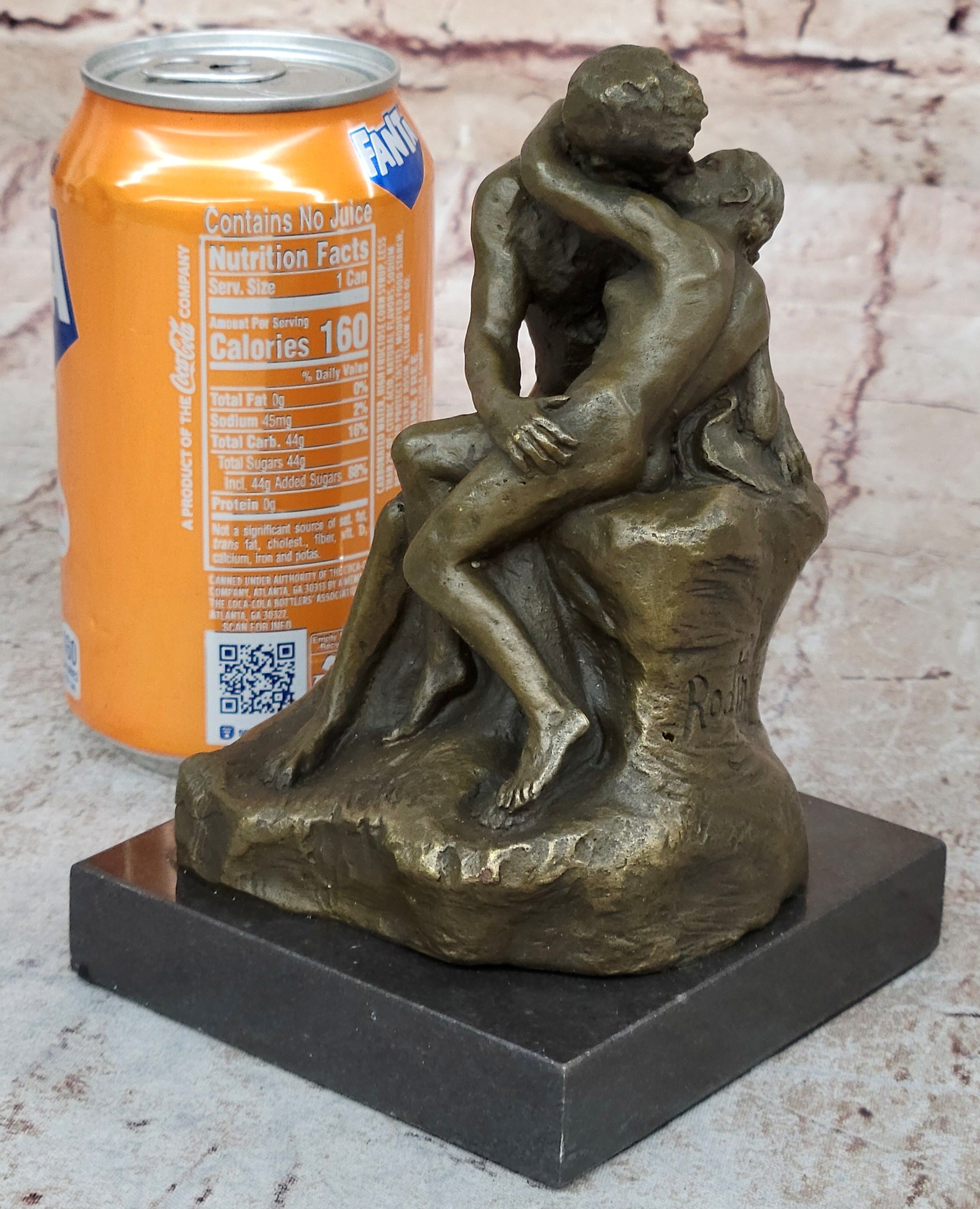 Vintage bronze the Kiss Nude Statue Rodin Sculpture Art Deco Lost wax Figurine