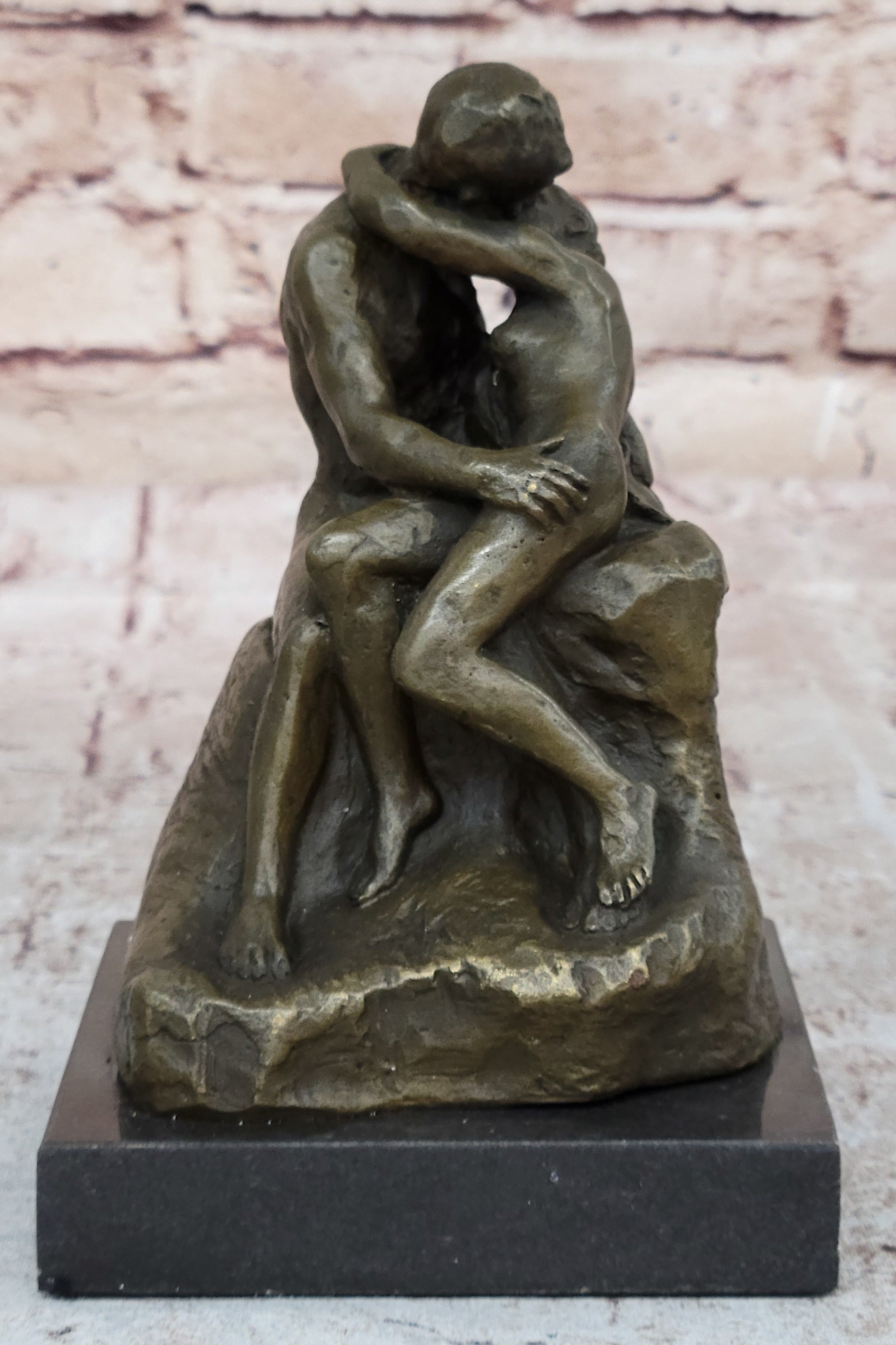 Vintage bronze the Kiss Nude Statue Rodin Sculpture Art Deco Lost wax Figurine