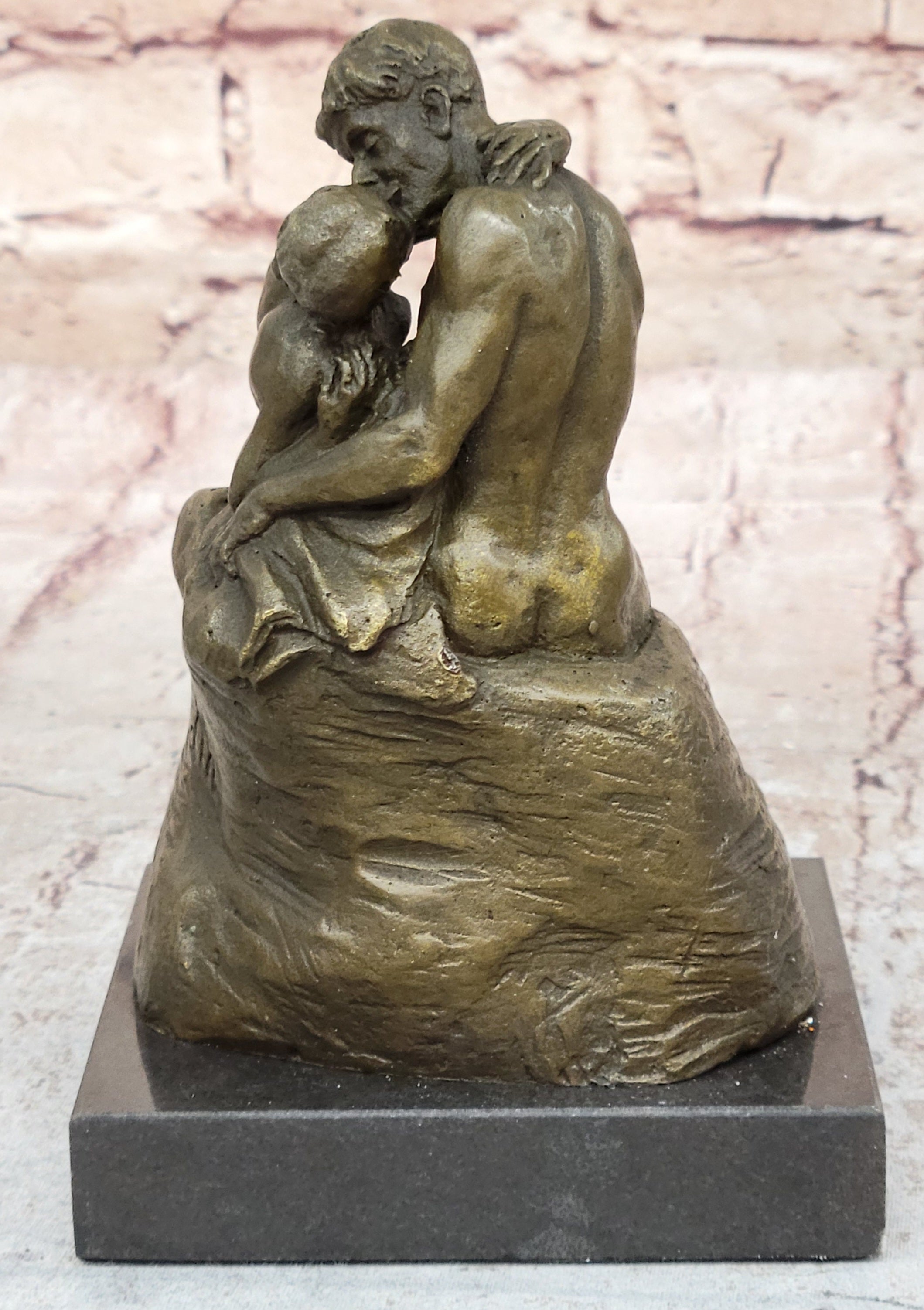 Vintage bronze the Kiss Nude Statue Rodin Sculpture Art Deco Lost wax Figurine