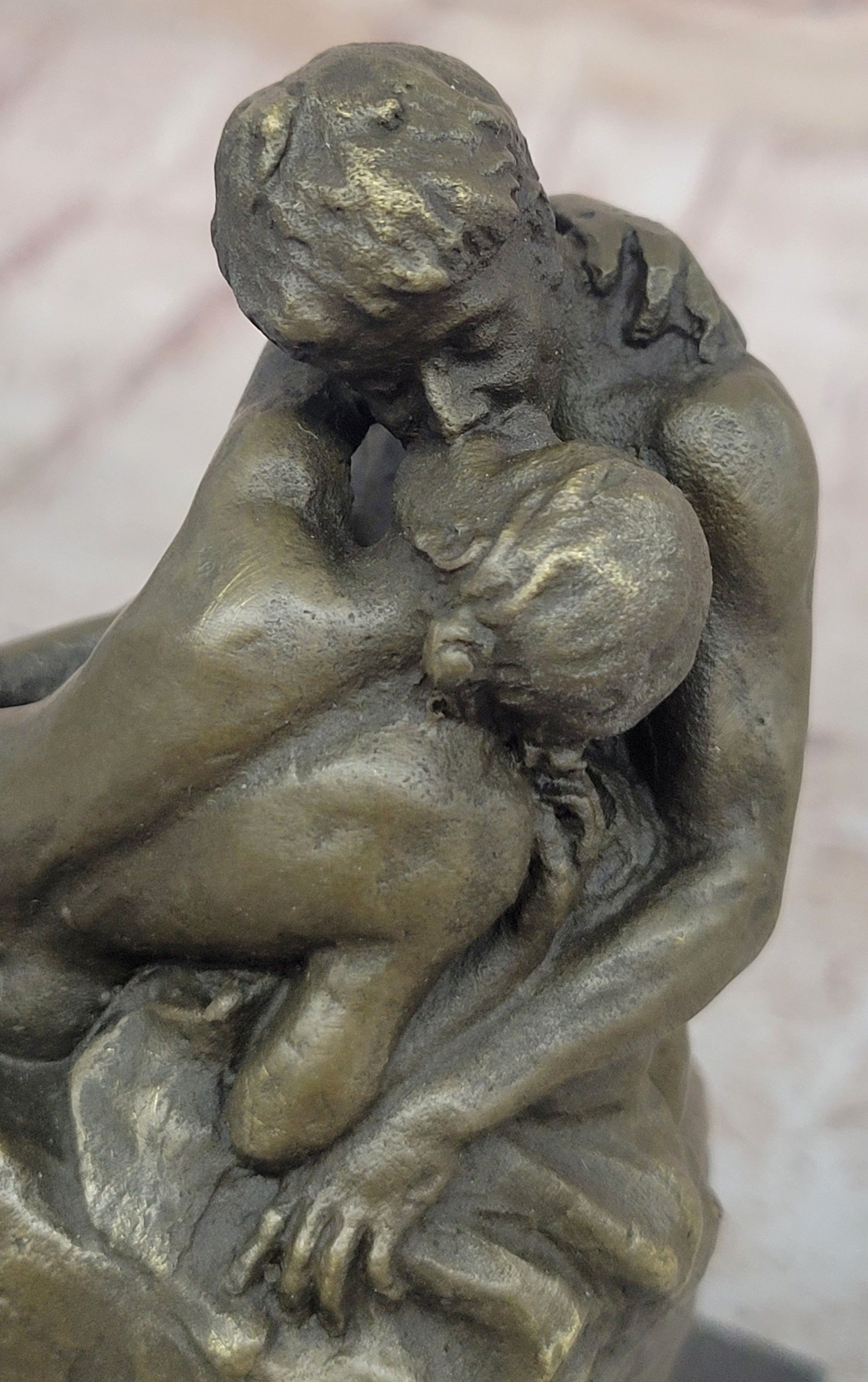 Vintage bronze the Kiss Nude Statue Rodin Sculpture Art Deco Lost wax Figurine