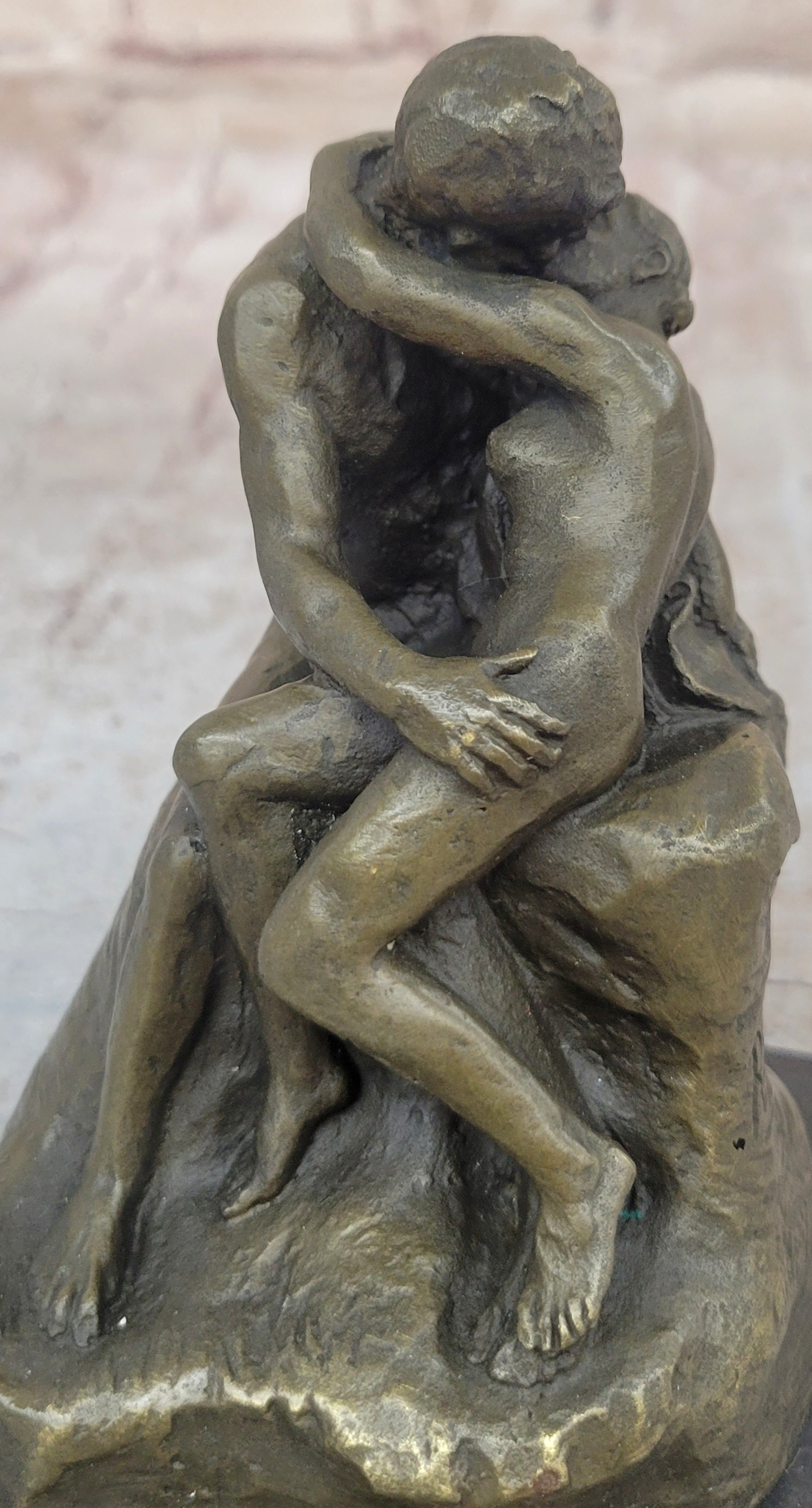 Vintage bronze the Kiss Nude Statue Rodin Sculpture Art Deco Lost wax Figurine