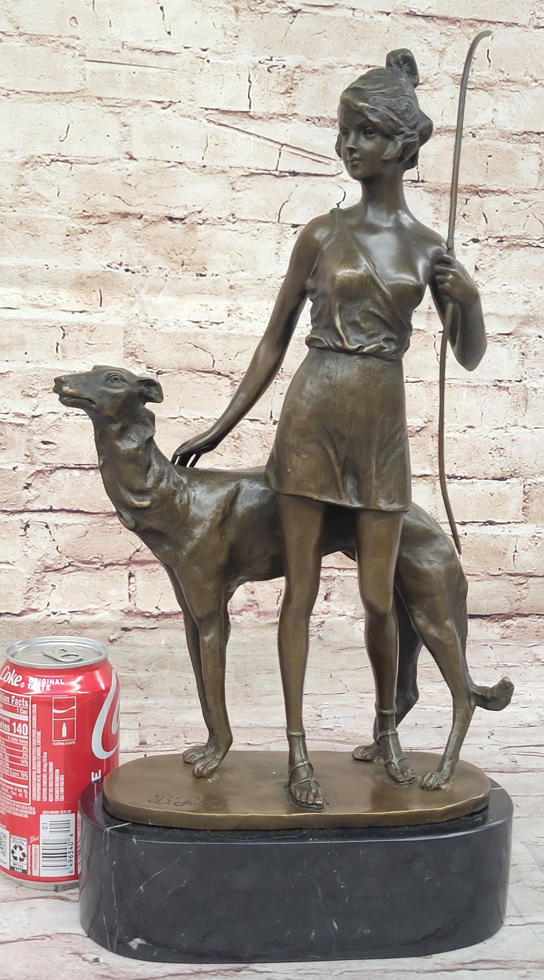 Diana the Huntress with Companion Dog by  Bruno Zach Bronze Sculpture