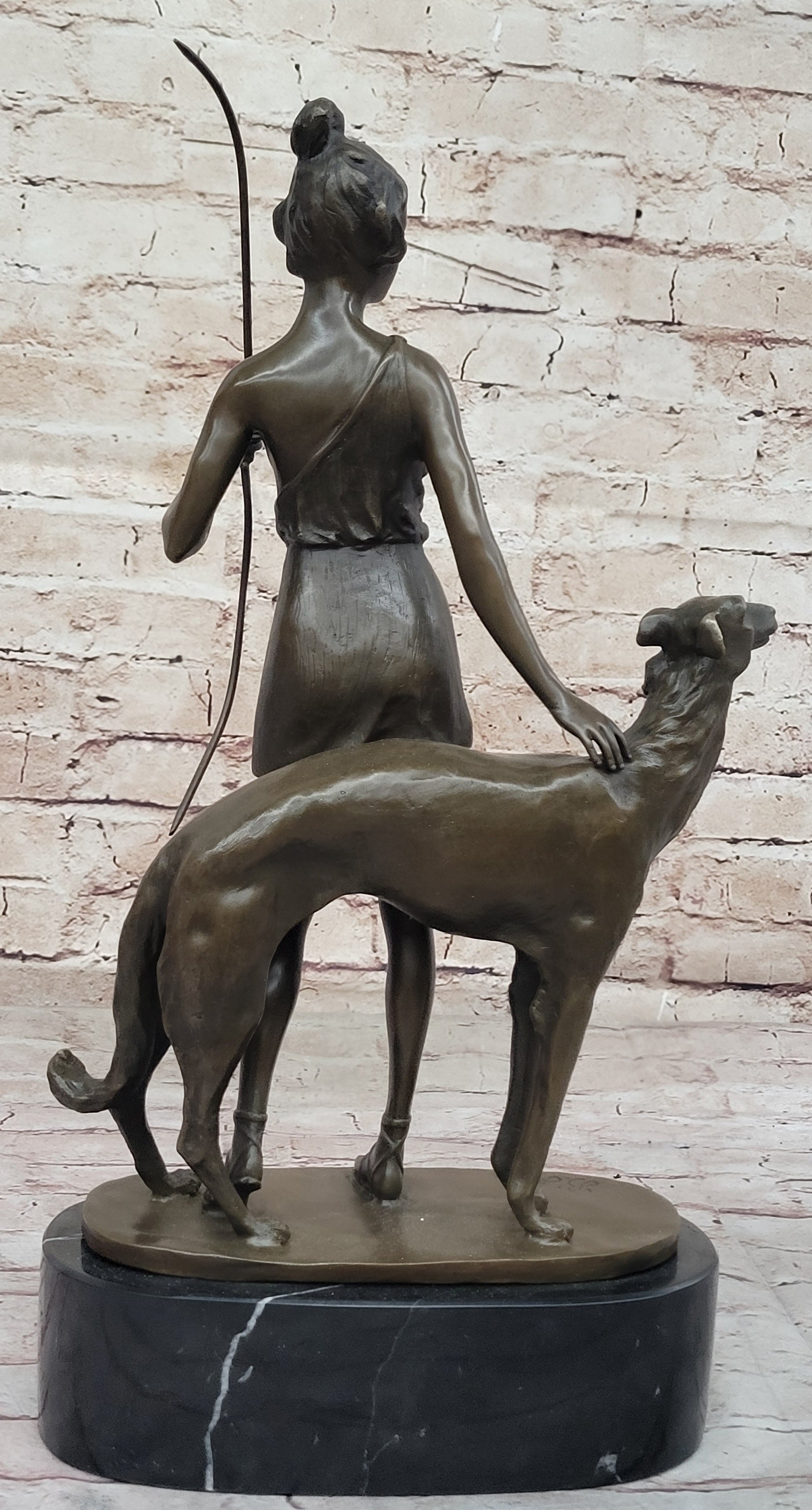 Diana the Huntress with Companion Dog by  Bruno Zach Bronze Sculpture