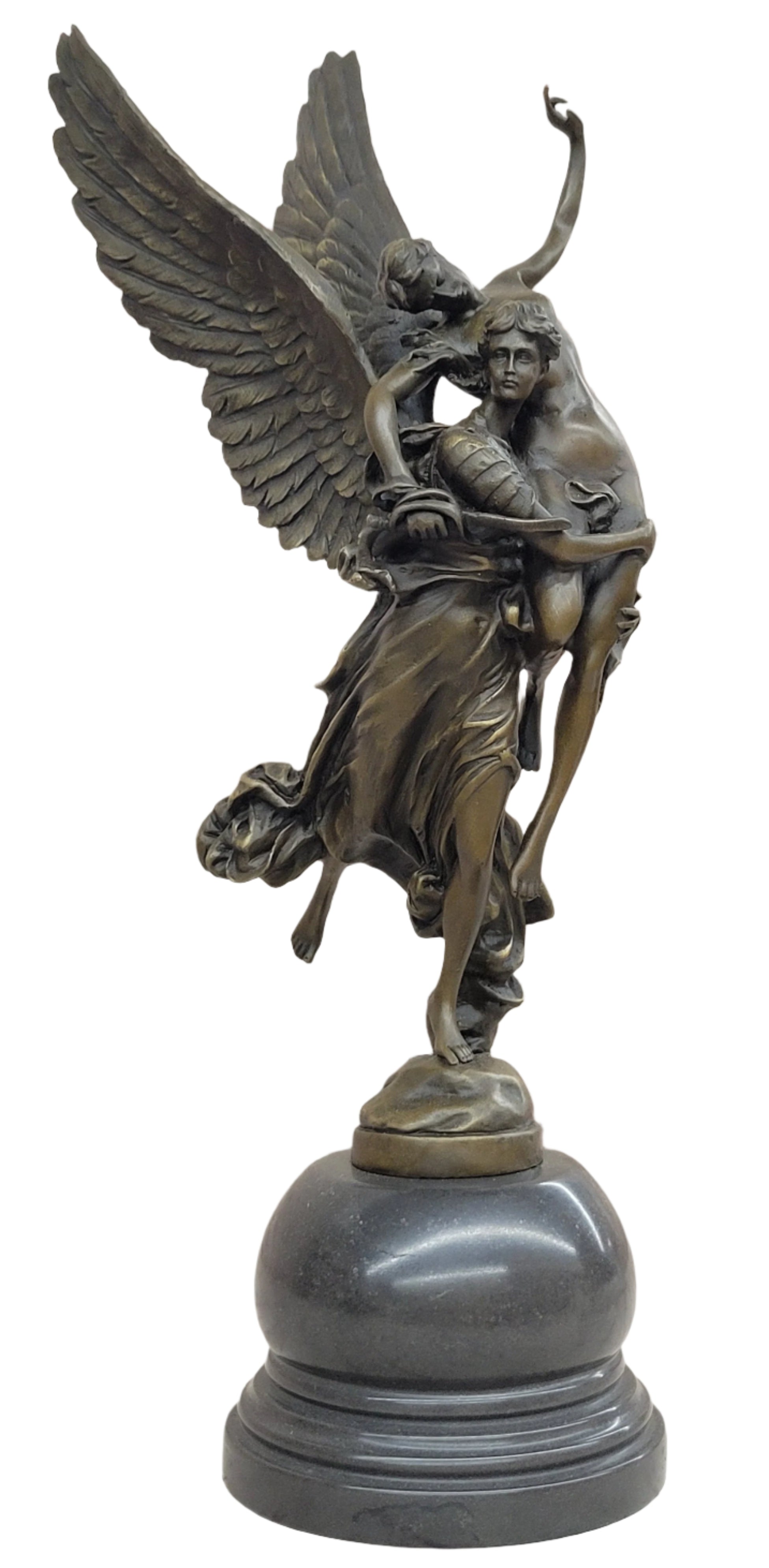 Gloria Victis Bronze Statue Sculpture of Angel Carrying Man Away