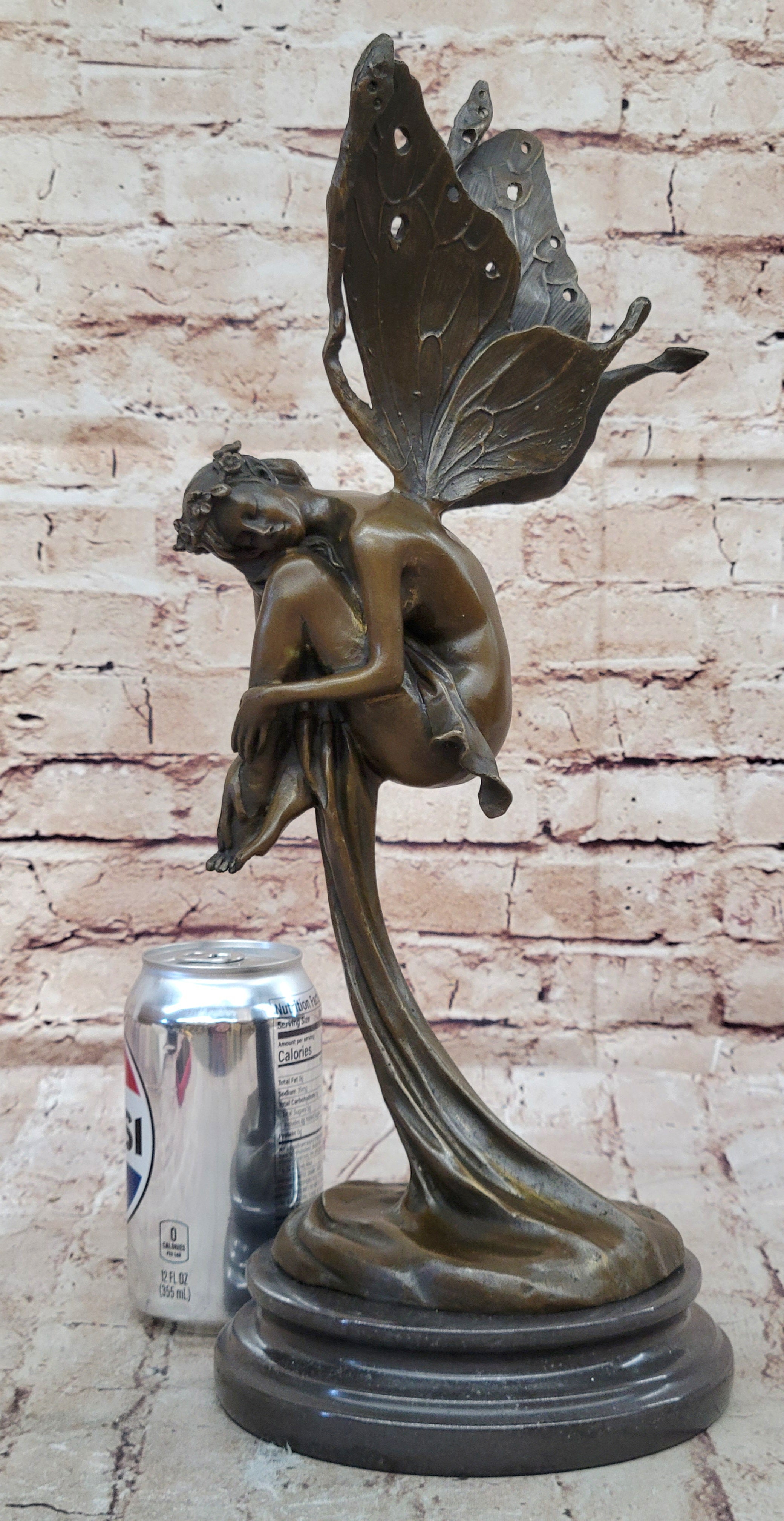 Sleeping Winged Fairy Angel Nymph Bronze Fantasy Statue Sculpture Collectible 15.5" x 6"