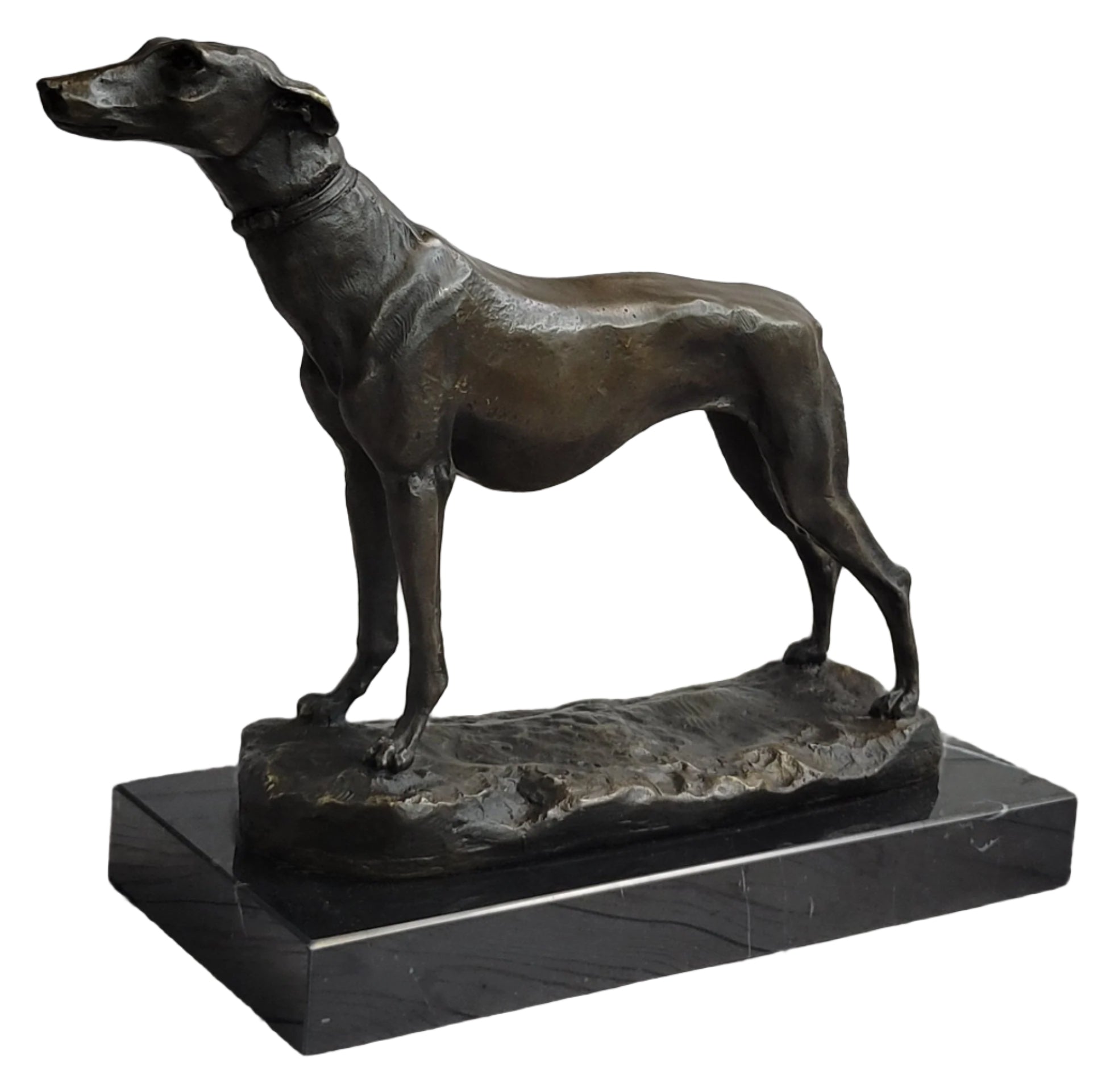 Greyhound Dog Whippet Bronze Statue Sculpture Figure Marble Base by Fremiet 13" x 10"