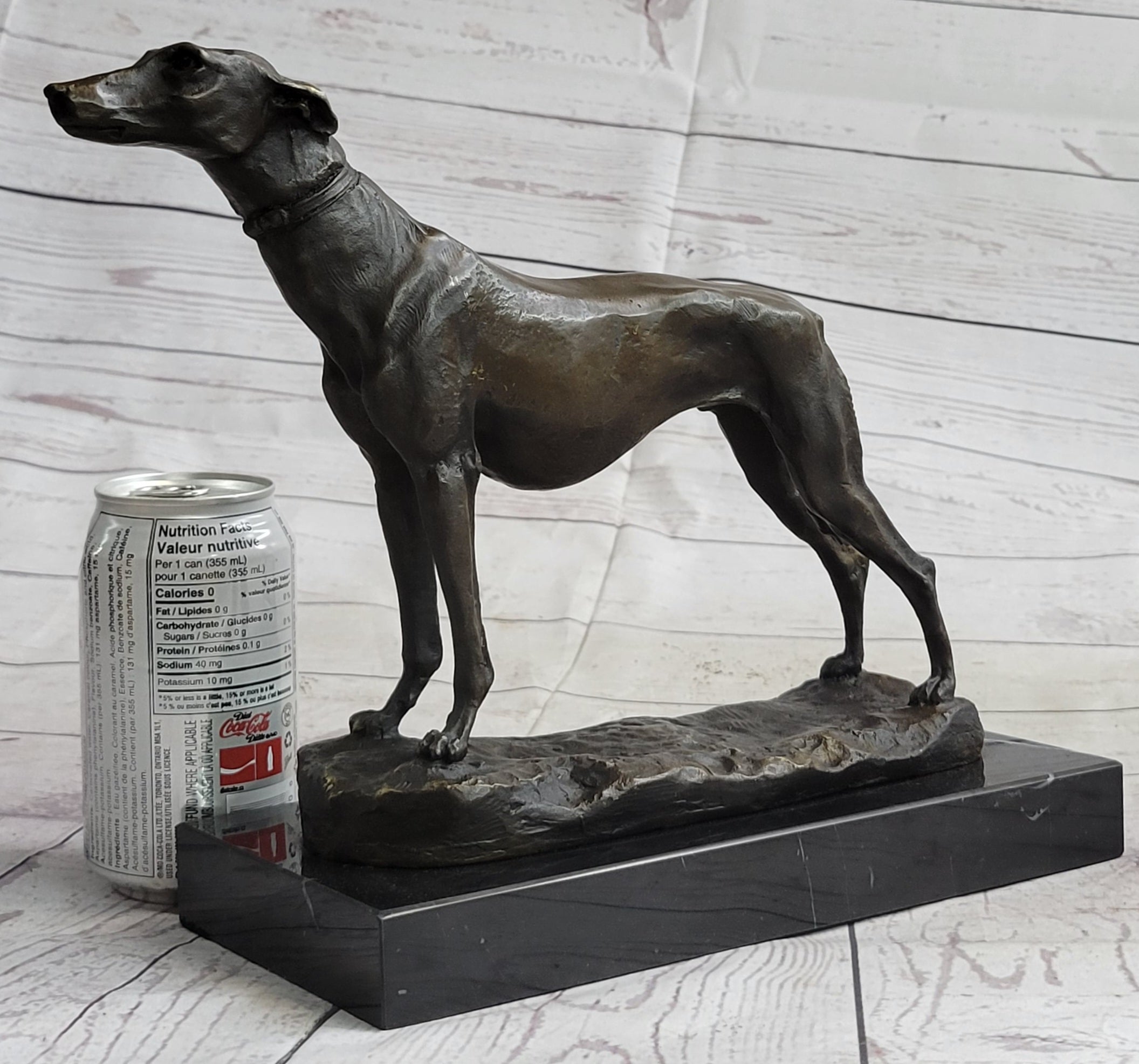 Greyhound Dog Whippet Bronze Statue Sculpture Figure Marble Base by Fremiet 13" x 10"